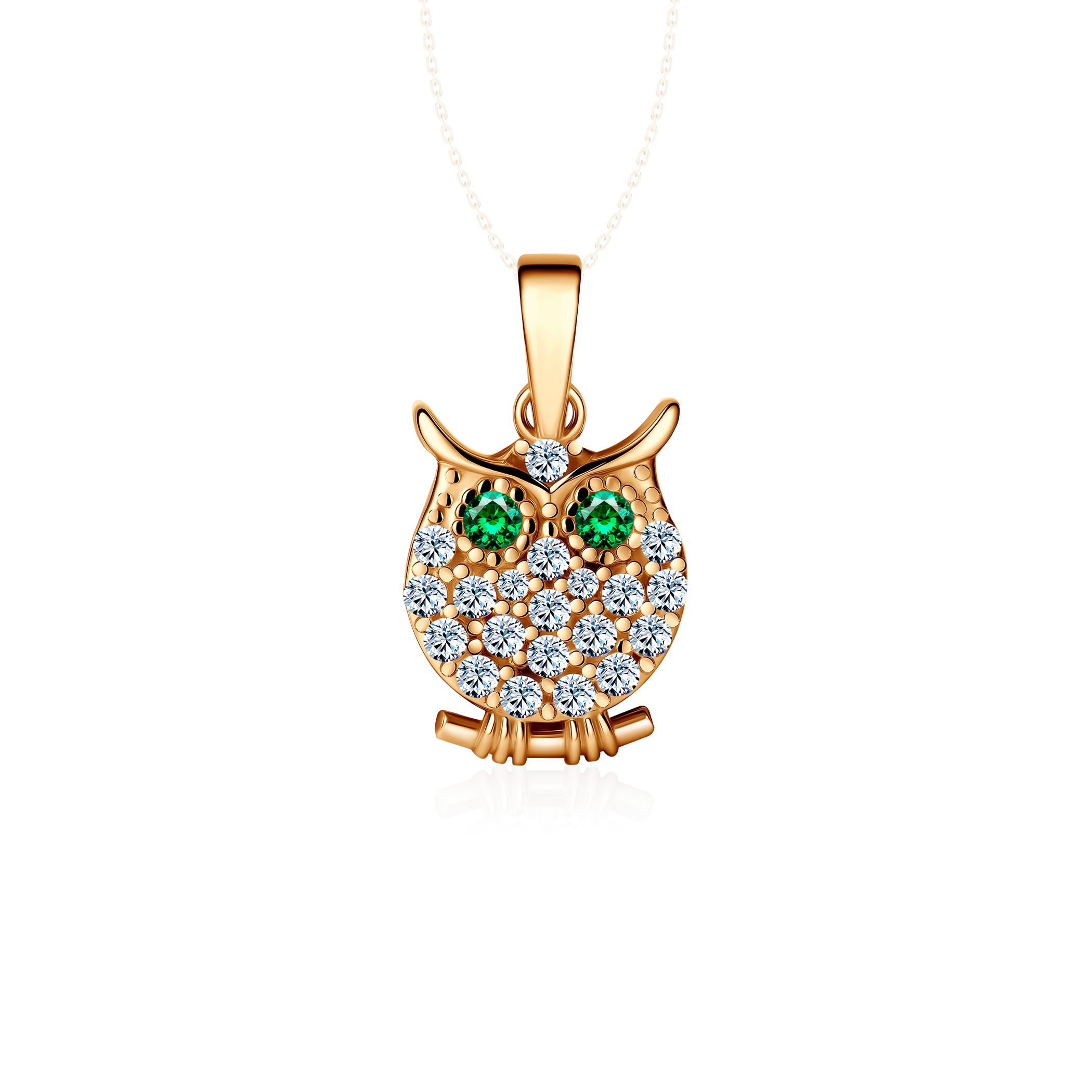 SAVICKI owl pendant: gold, zircons