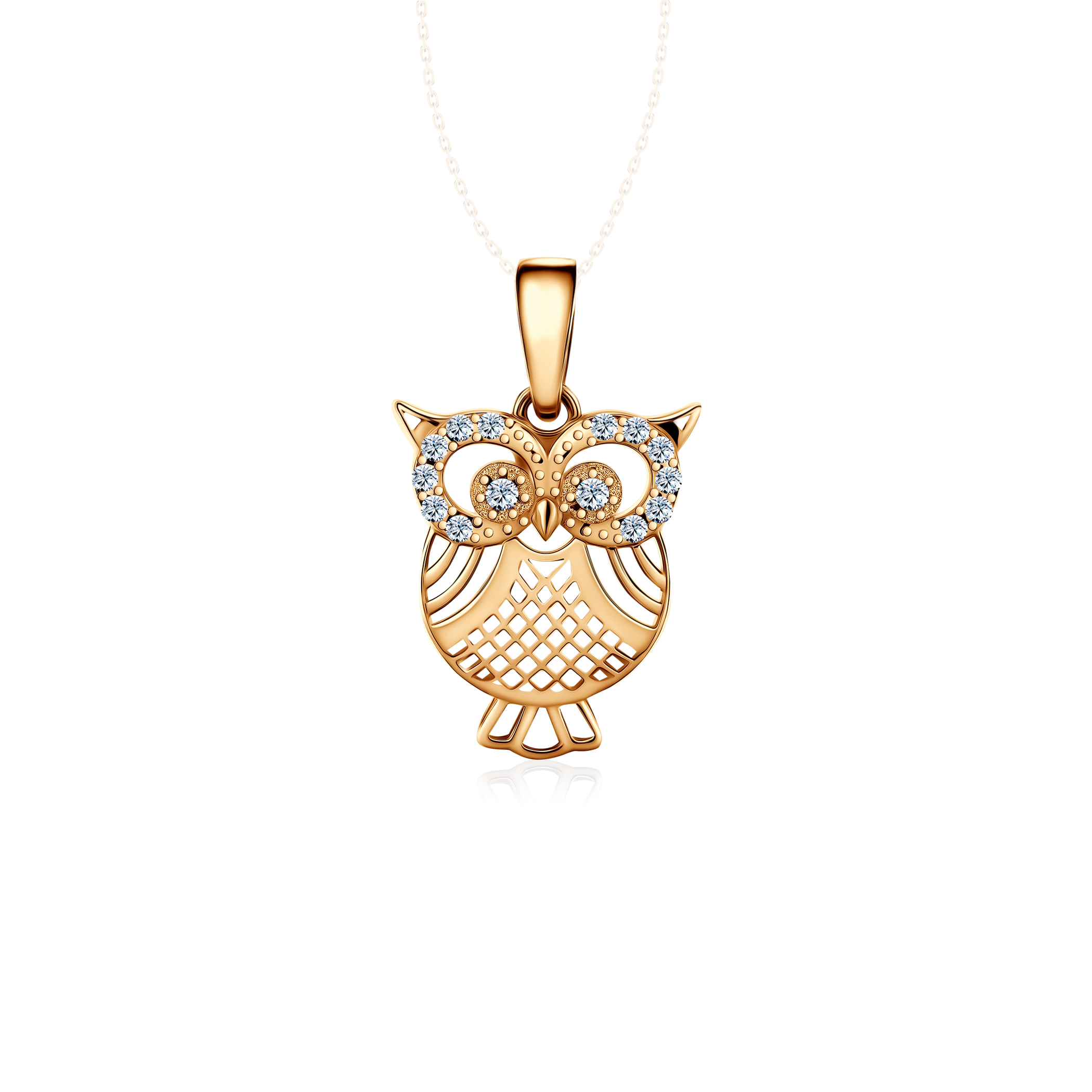 SAVICKI owl pendant: gold, zircons