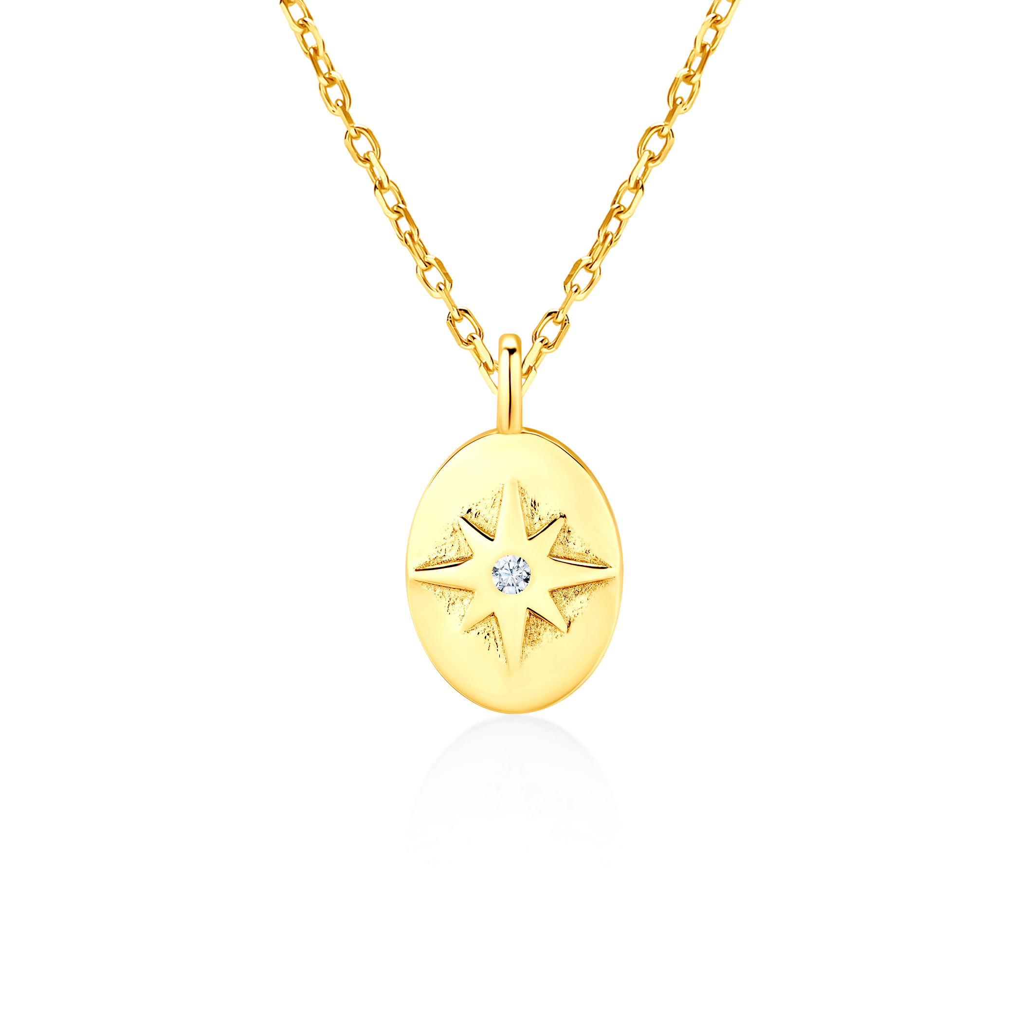 Colier stea Savicki: argint placat cu aur, zirconiu cubic