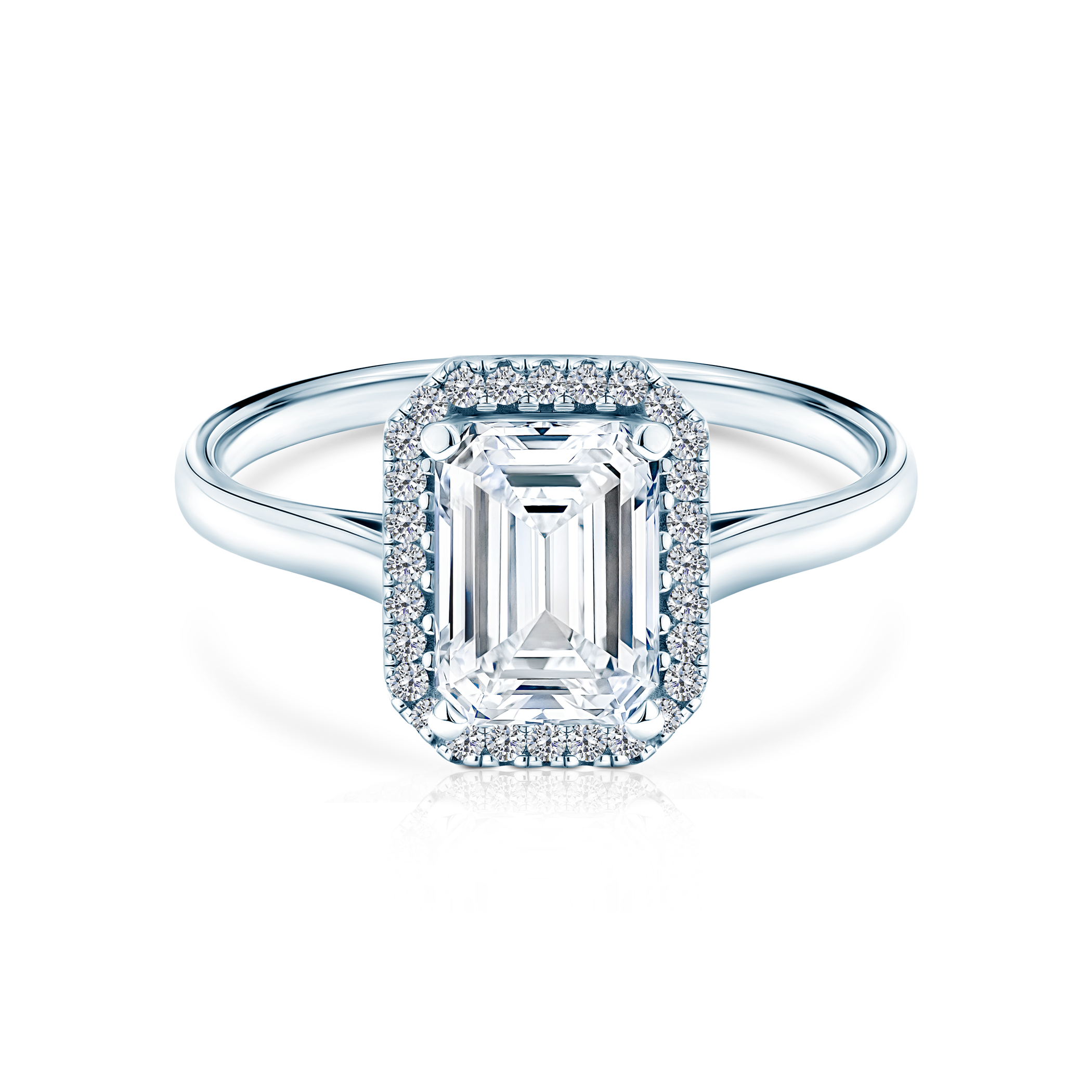 Savicki engagement ring: white gold, white topaz, diamonds