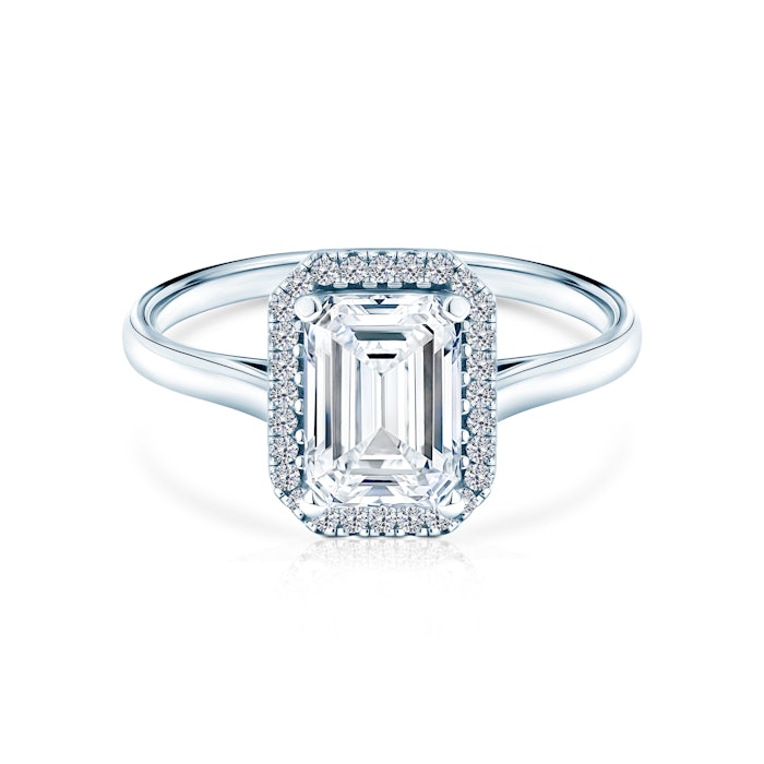 Savicki engagement ring: white gold, white topaz, diamonds