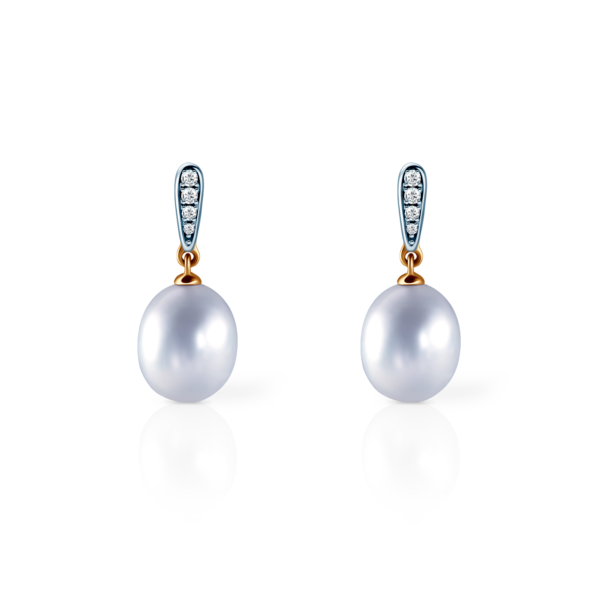 Ohrringe Savicki: Gold, Perle, Diamanten