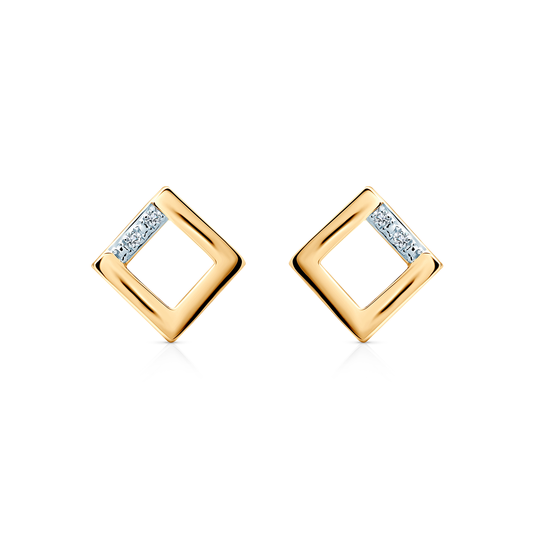 SAVICKI square earrings: gold, diamonds