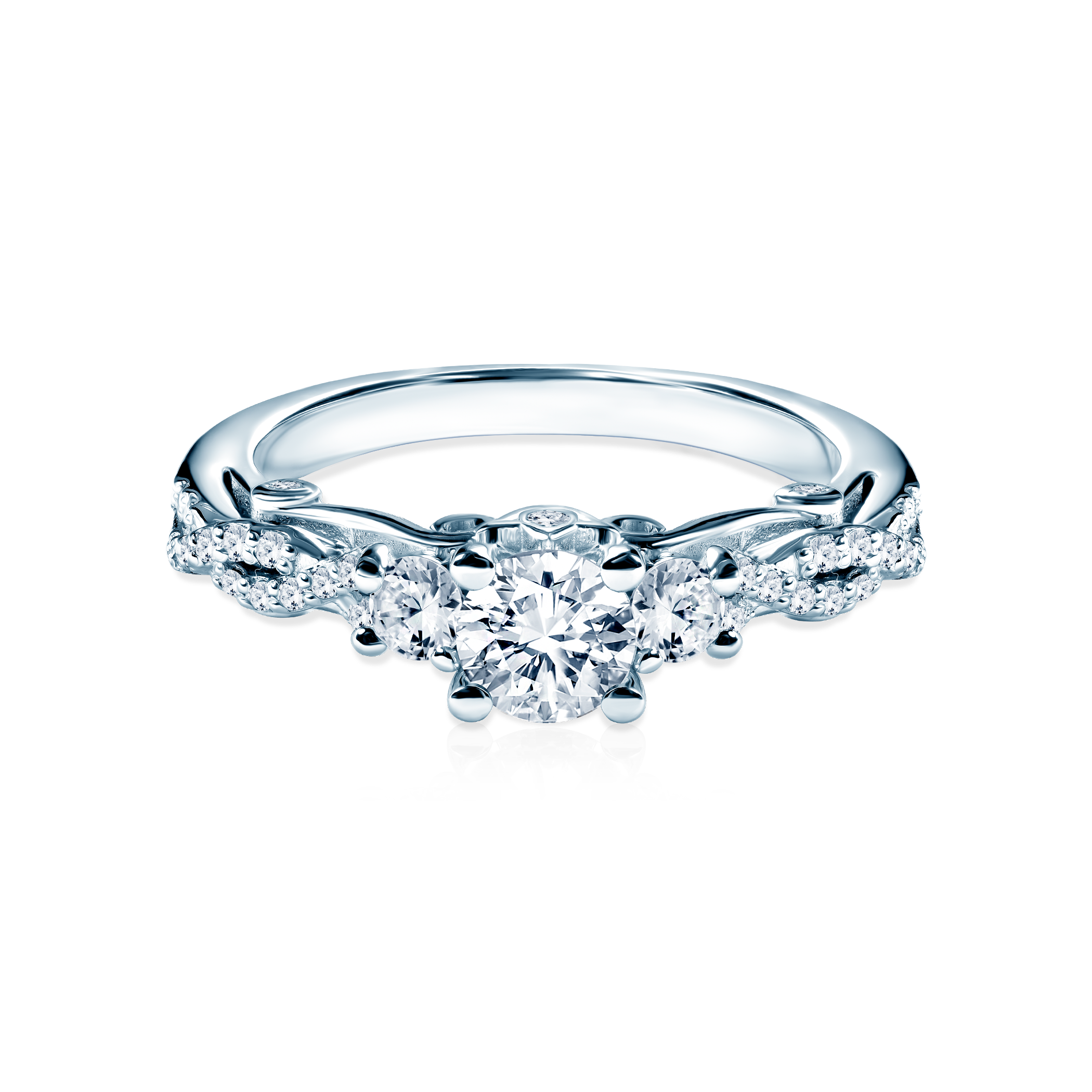 Verlobungsring Savicki: Weißgold, weißer Saphir