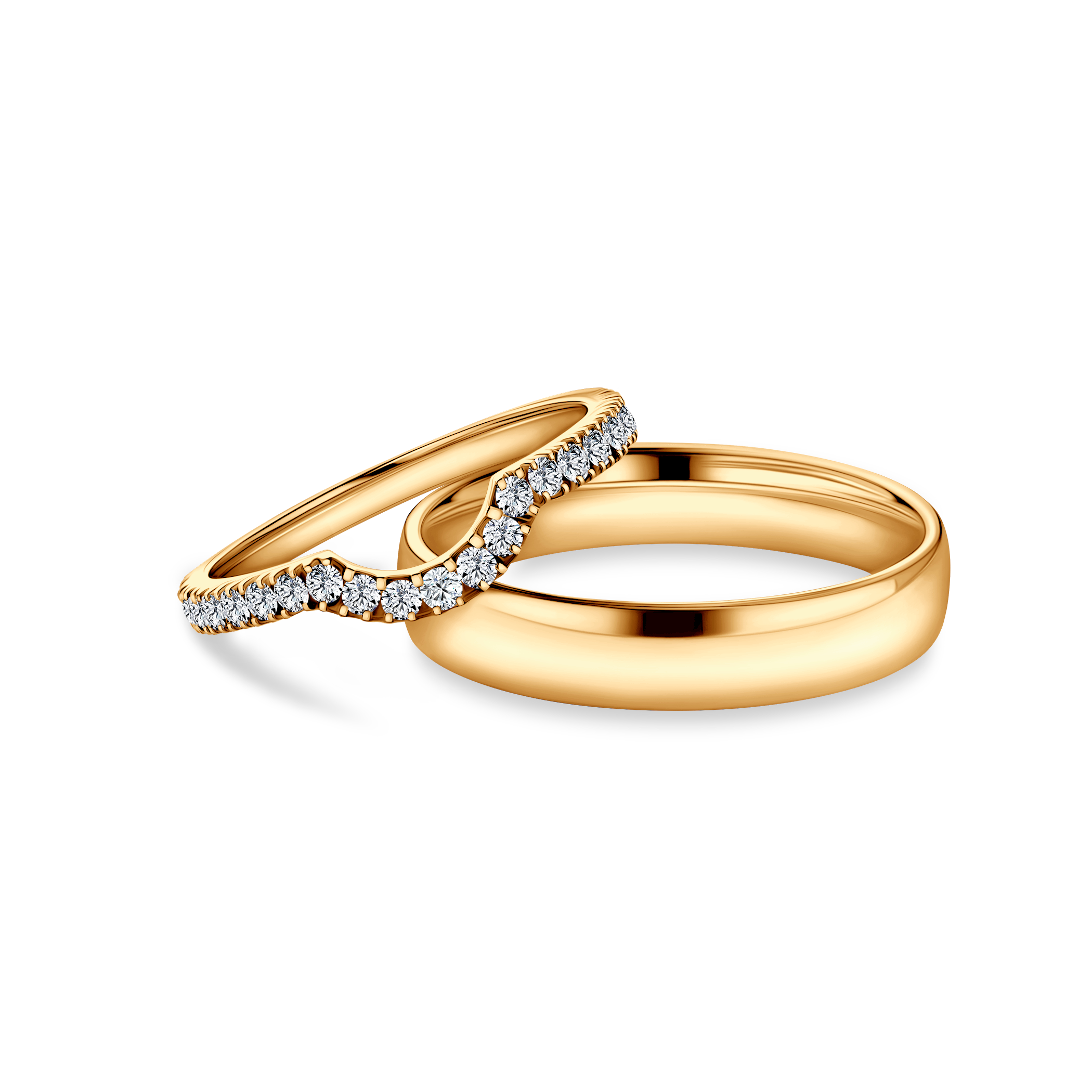 This is Love wedding bands: gold, lab-grown diamonds, half-round, 2mm and 3mm