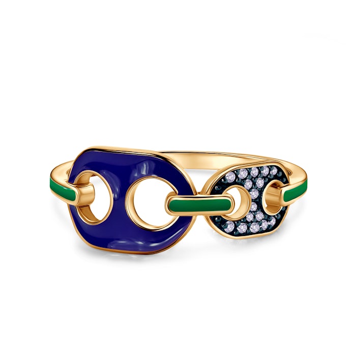 Inel din argint prisme, placat cu aur