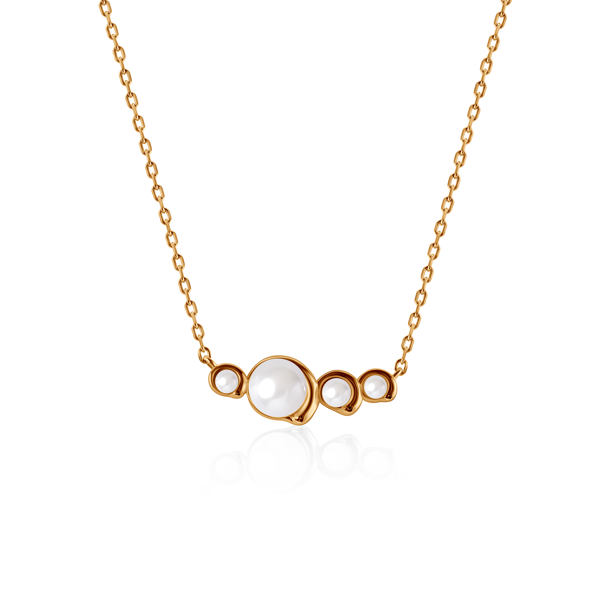 SAVICKI necklace: 925 gold-plated silver, pearls