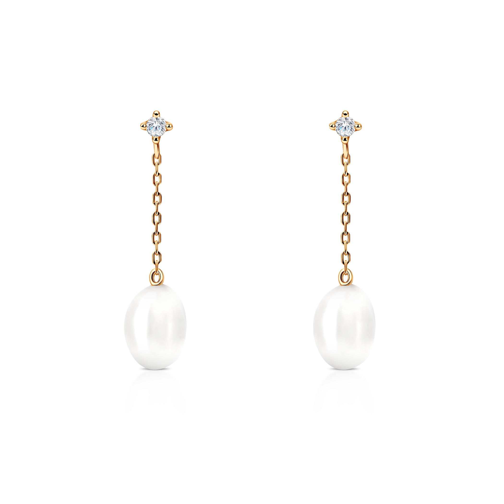 Célamare Ohrringe: Gold, Perlen, weiße Saphire