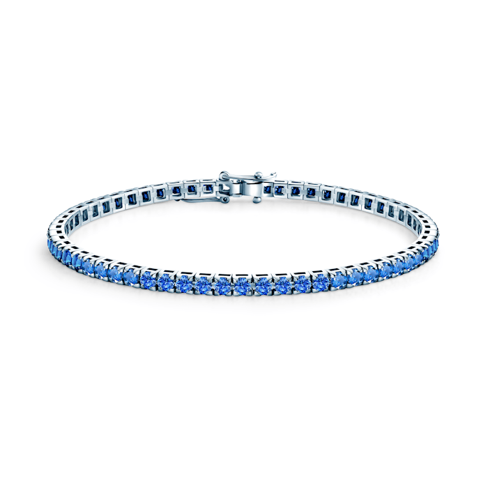 Luminy tennis bracelet 3.0 mm: white gold, blue sapphires