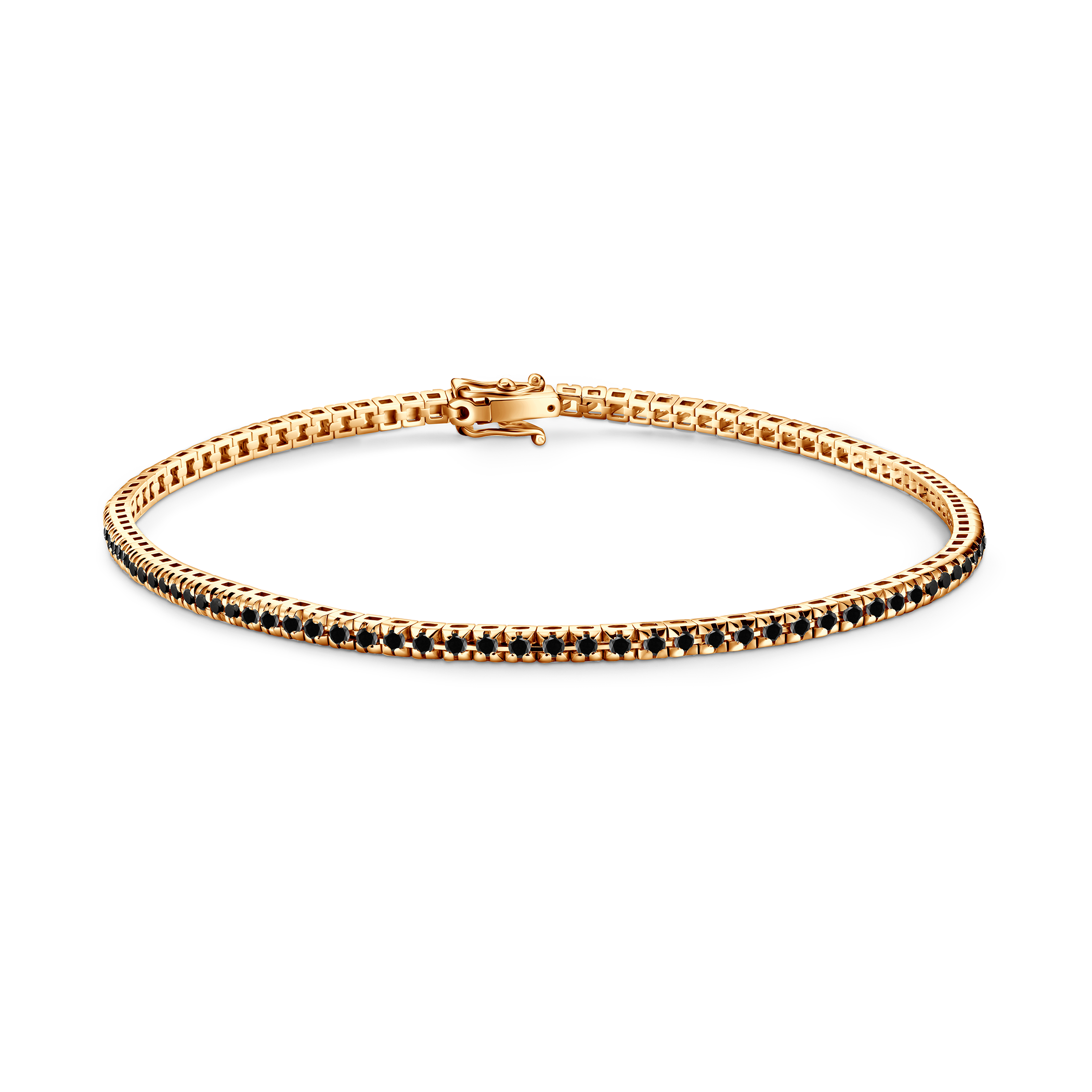 Luminy tennis bracelet 1.9 mm: gold, black diamonds