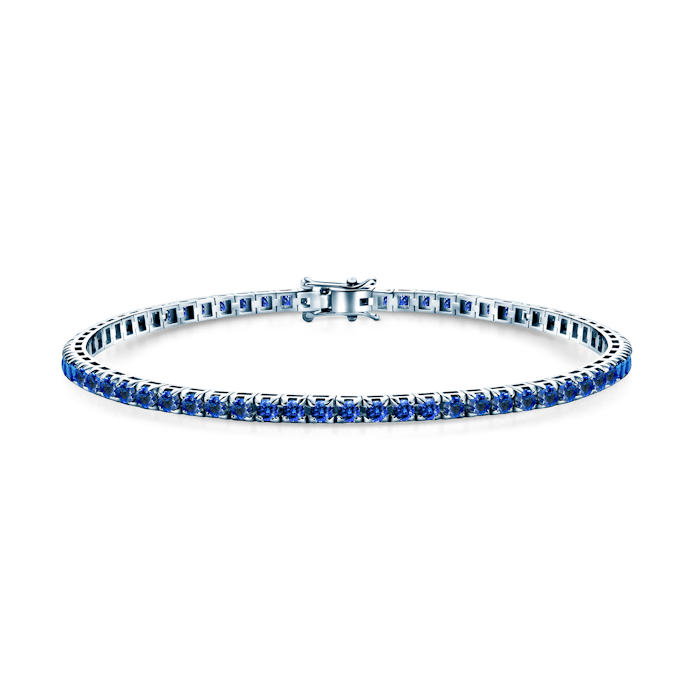 Luminy tennis bracelet 3.0 mm: white gold, blue sapphires