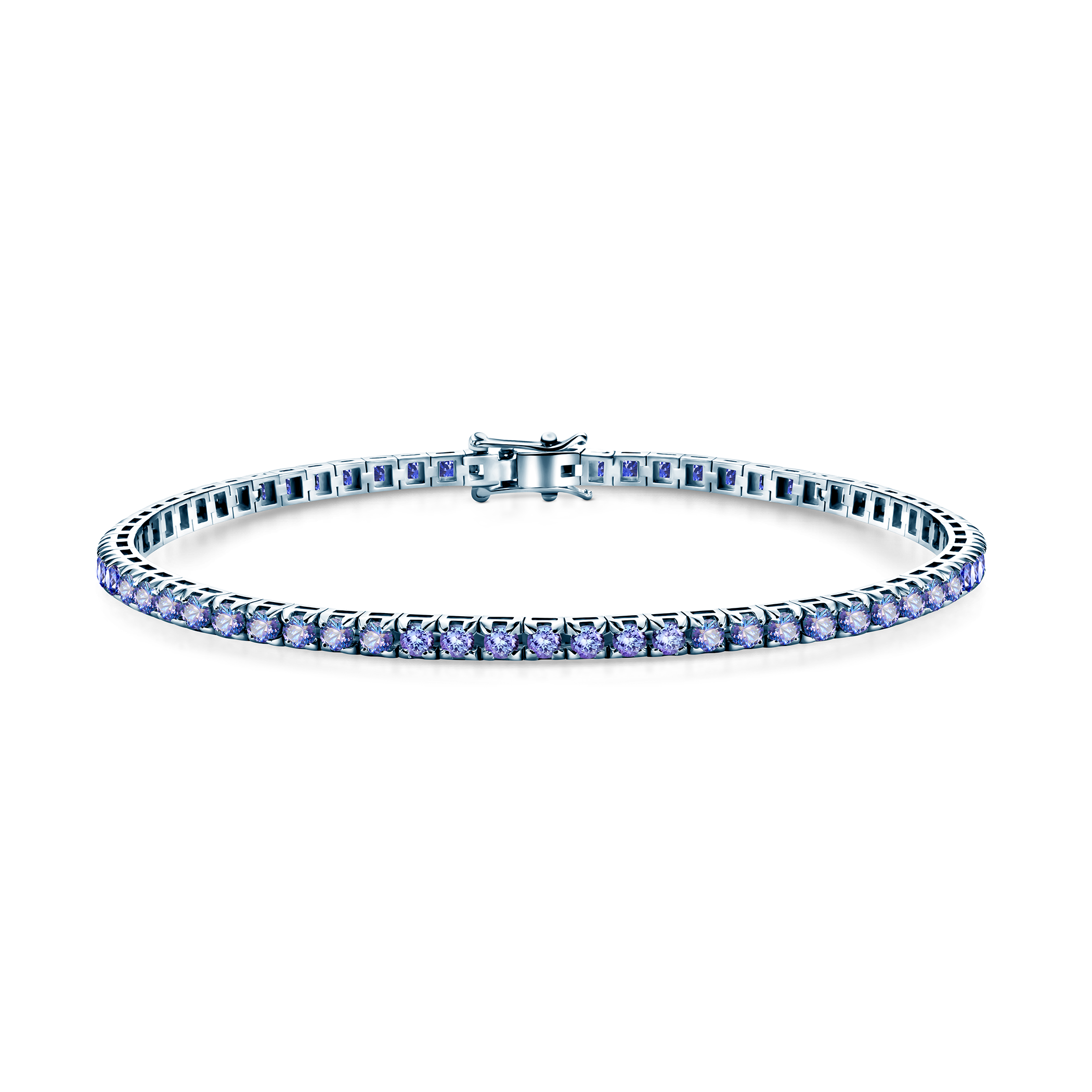 Brățară tennis Luminy 3,0 mm: aur alb, tanzanite