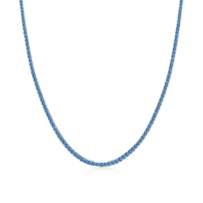 Luminy tennis necklace 2.5 mm: white gold, blue sapphires