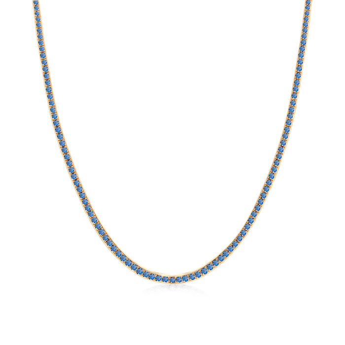 Luminy tennis necklace 2.5 mm: gold, blue sapphires