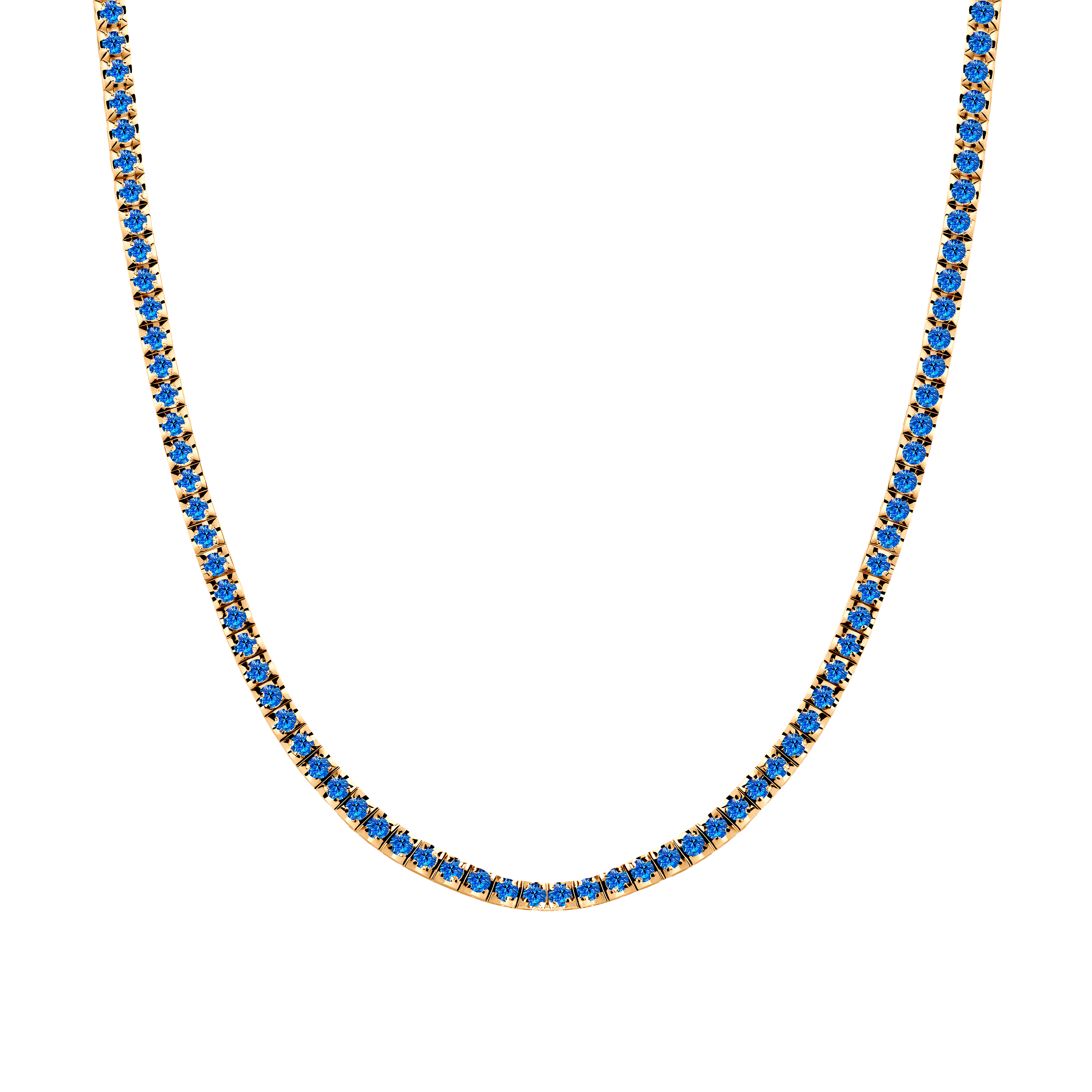 Luminy tennis necklace 3.0 mm: gold, blue sapphires