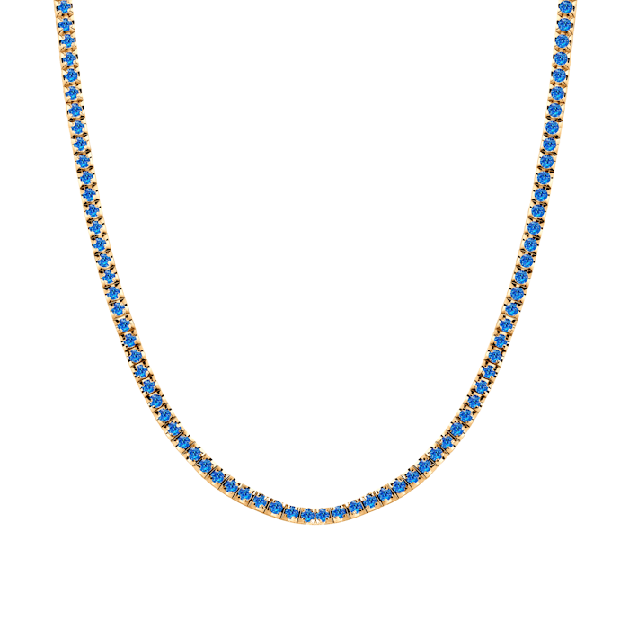 Colier tennis  Luminy 3,0 mm: aur, safire albastre