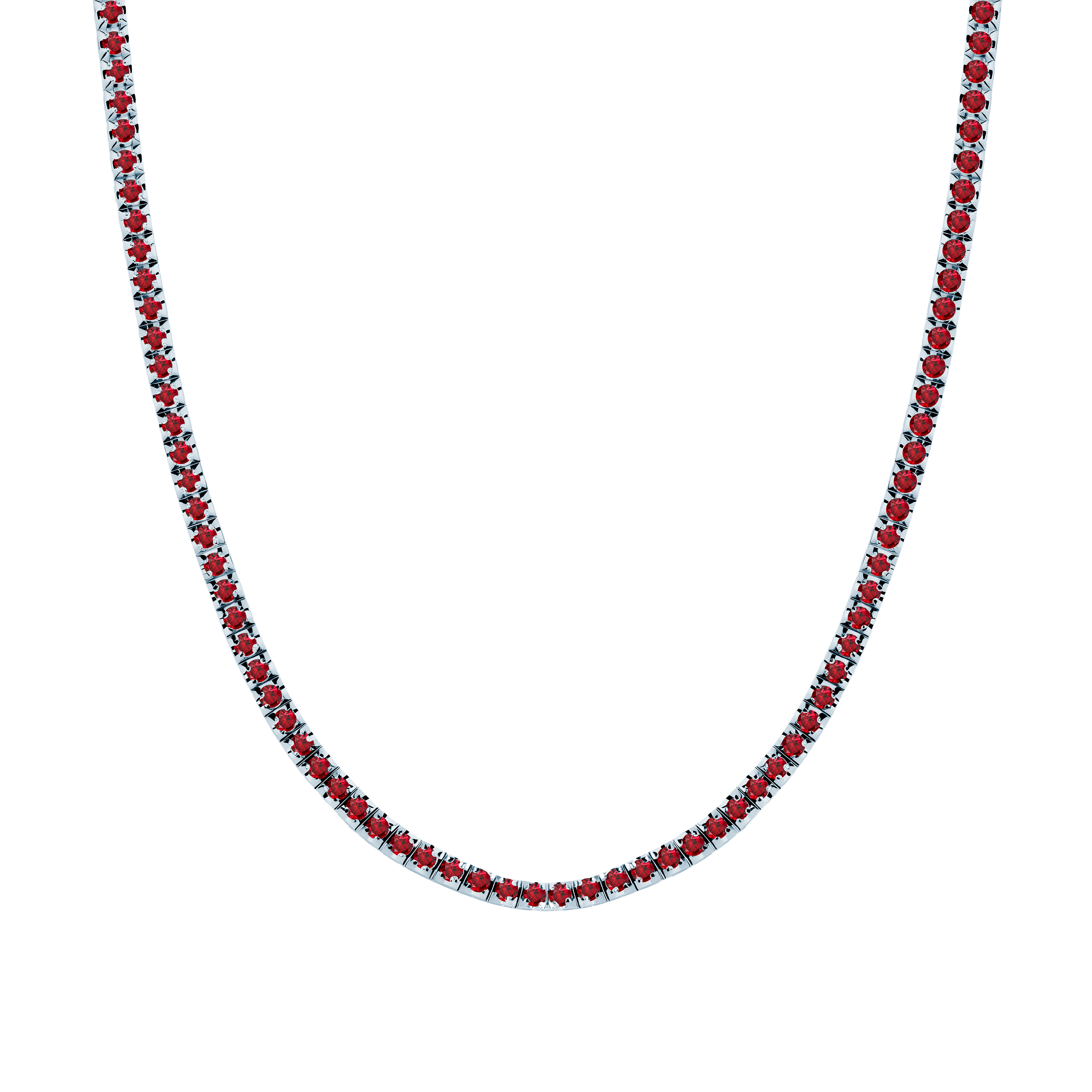 Tennis-Halskette Luminy 3,0 mm: Weißgold, Rubine