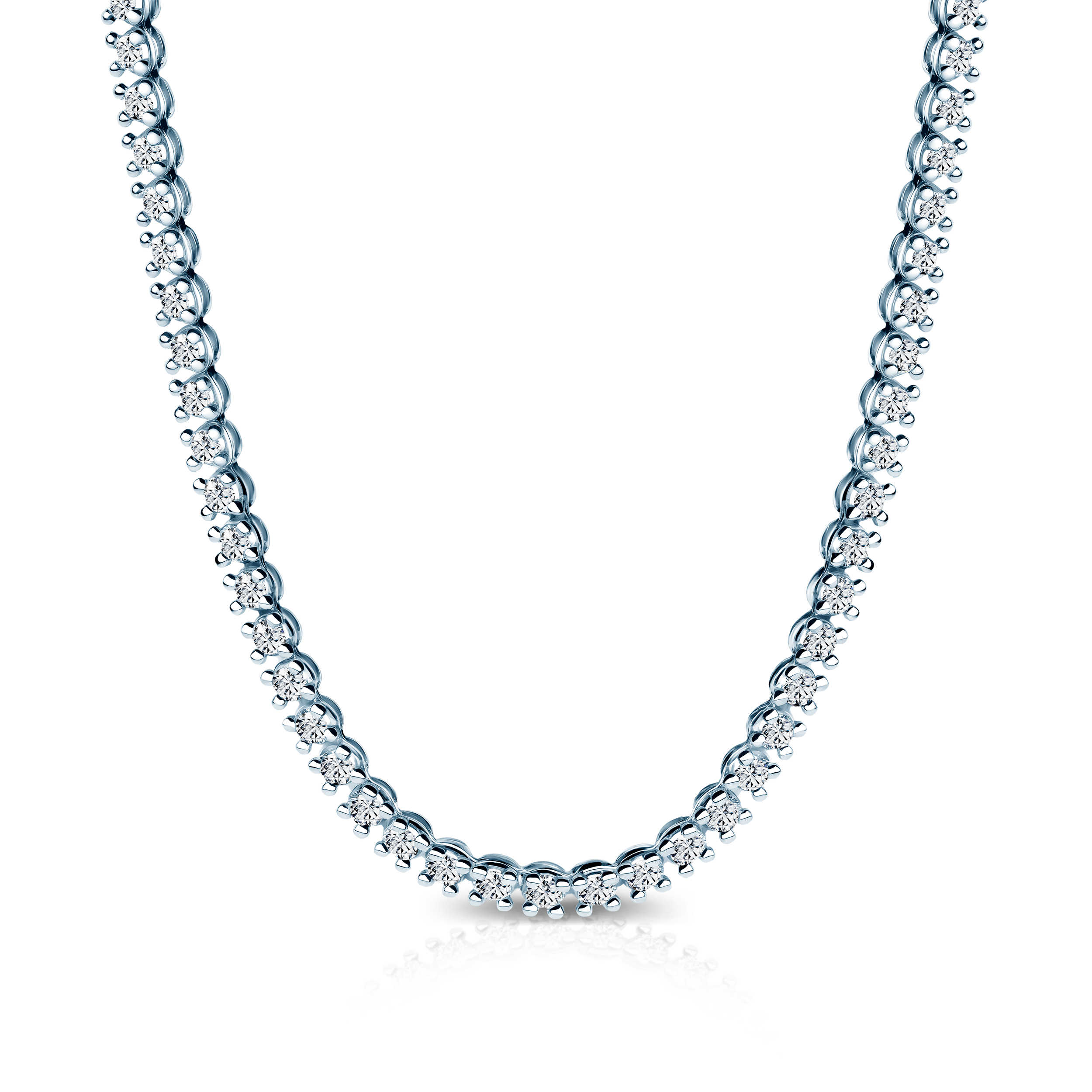 Tennis-Halskette Luminy 3,8 mm: Weißgold, weiße Saphire