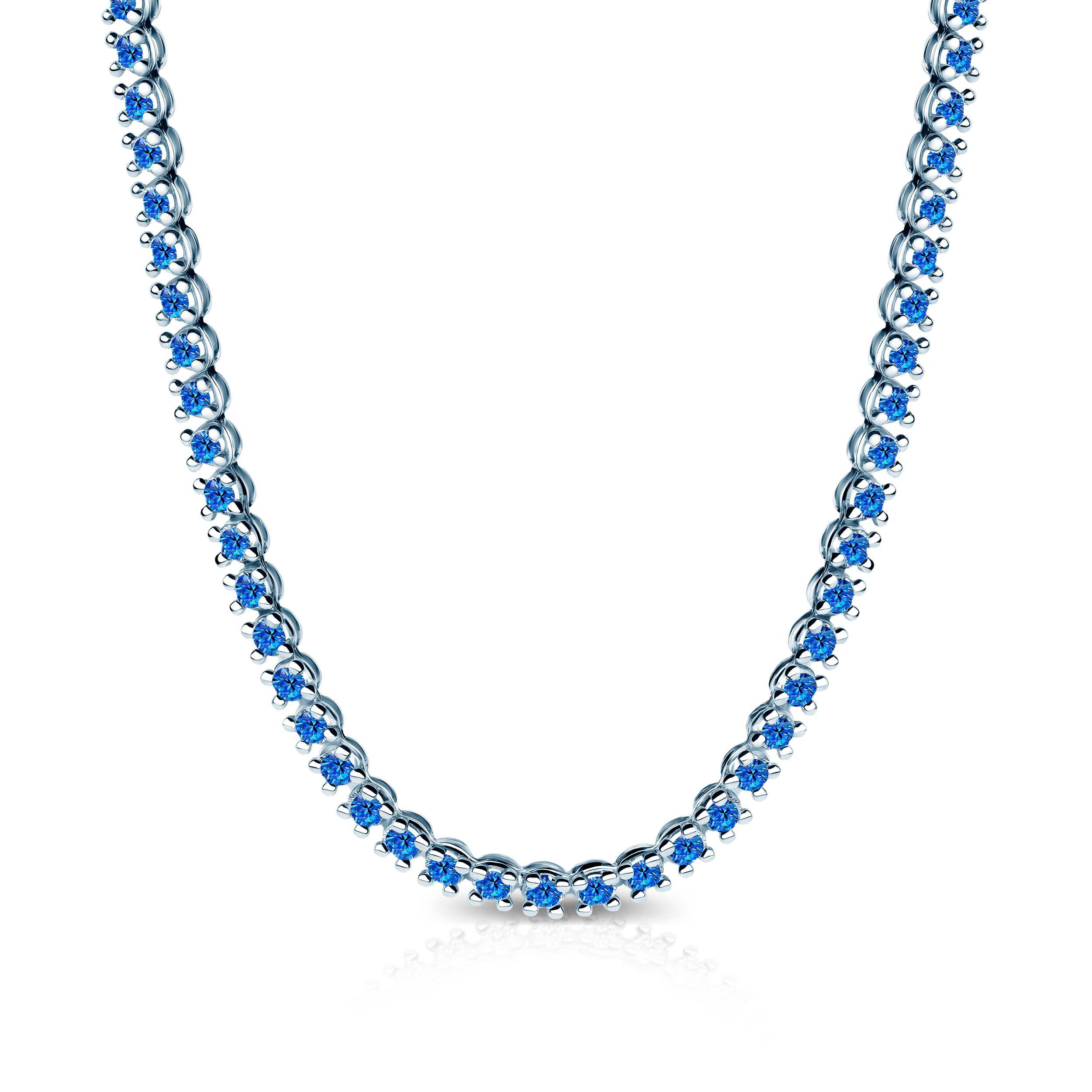Тенис колие Luminy 3,8 мм: бяло злато, сини сапфири