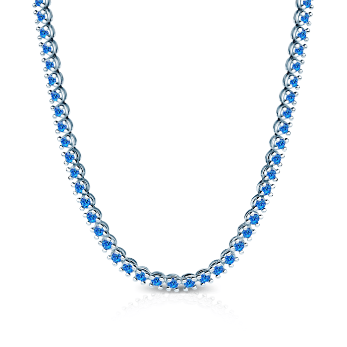 Luminy tennis necklace 3.8 mm: white gold, blue sapphires