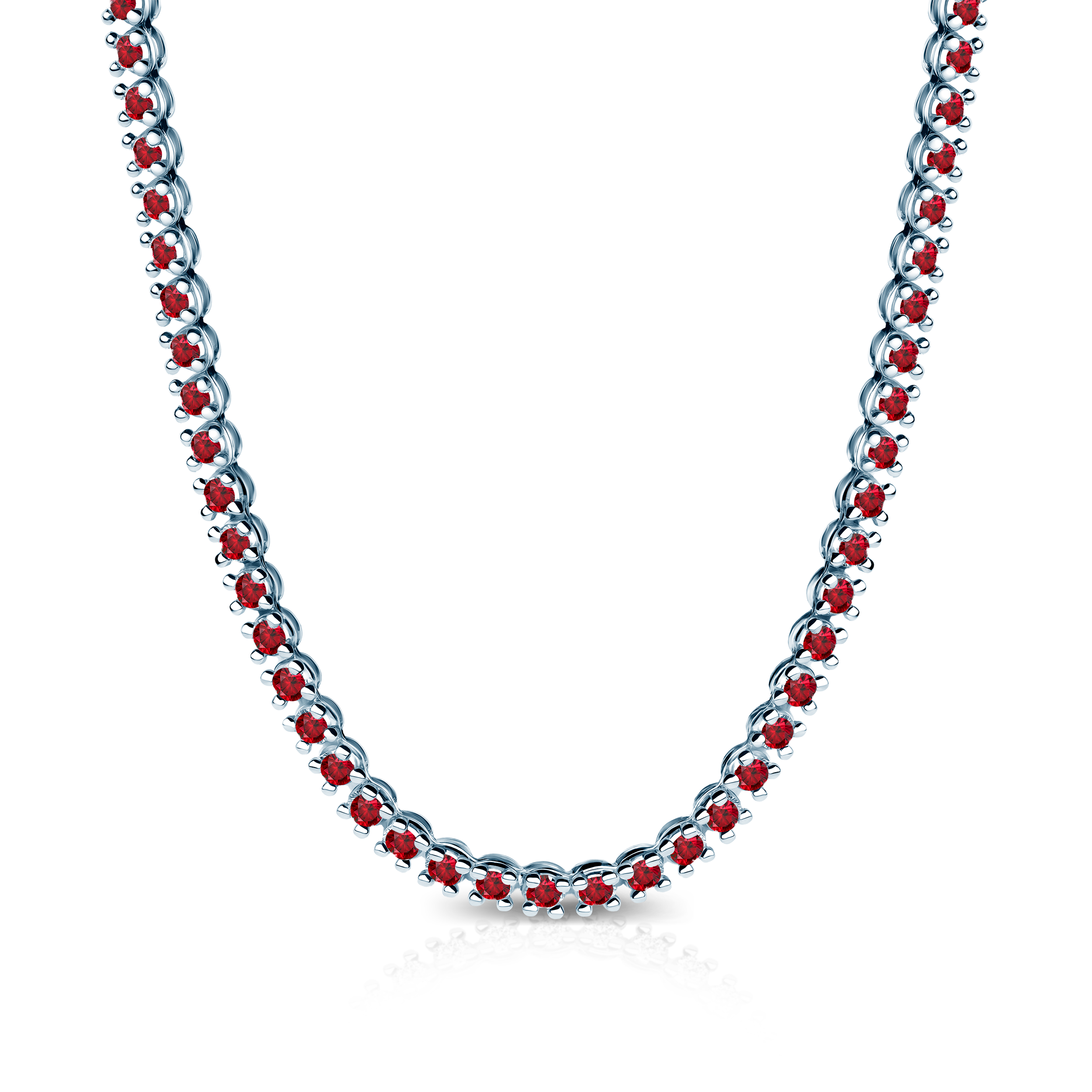 Tennis-Halskette Luminy 3,8 mm: Weißgold, Rubine