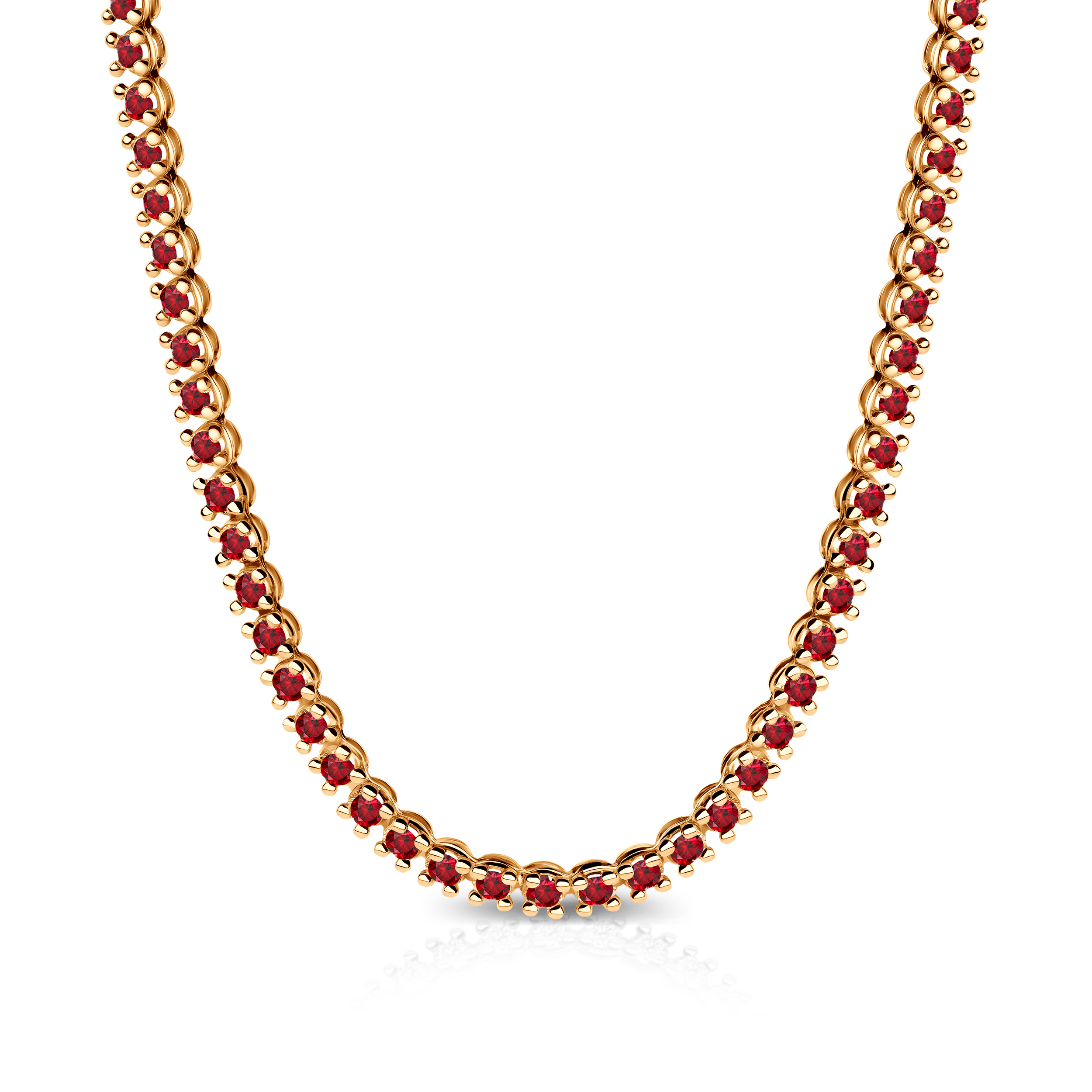 Tennis-Halskette Luminy 3,8 mm: Gold, Rubine