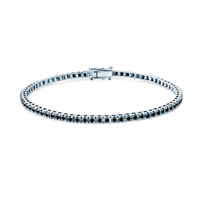 Tennisarmband Luminy 2,3 mm: Weißgold, schwarze Diamanten