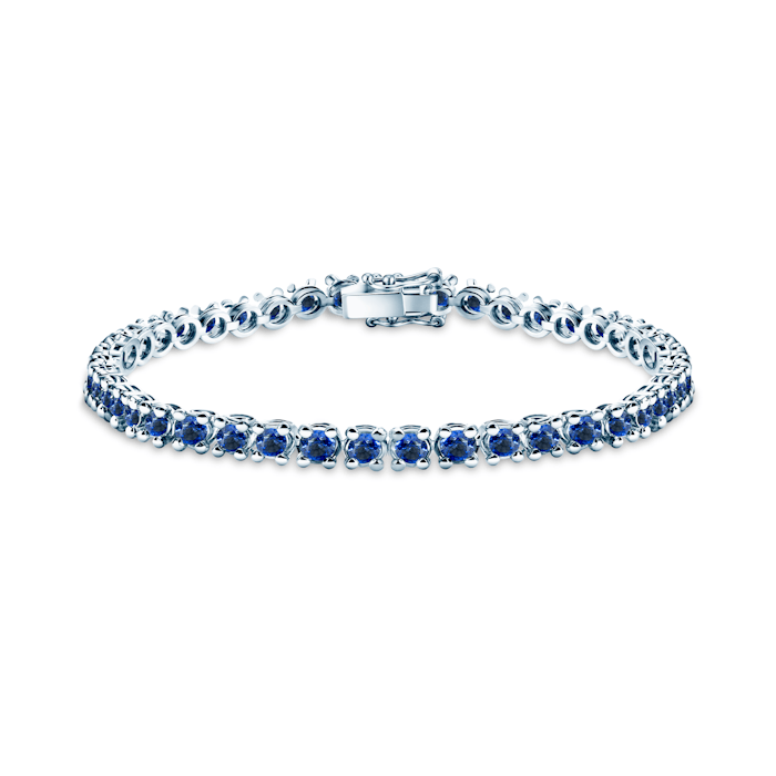 Luminy tennis bracelet 4.5 mm: white gold, blue sapphires