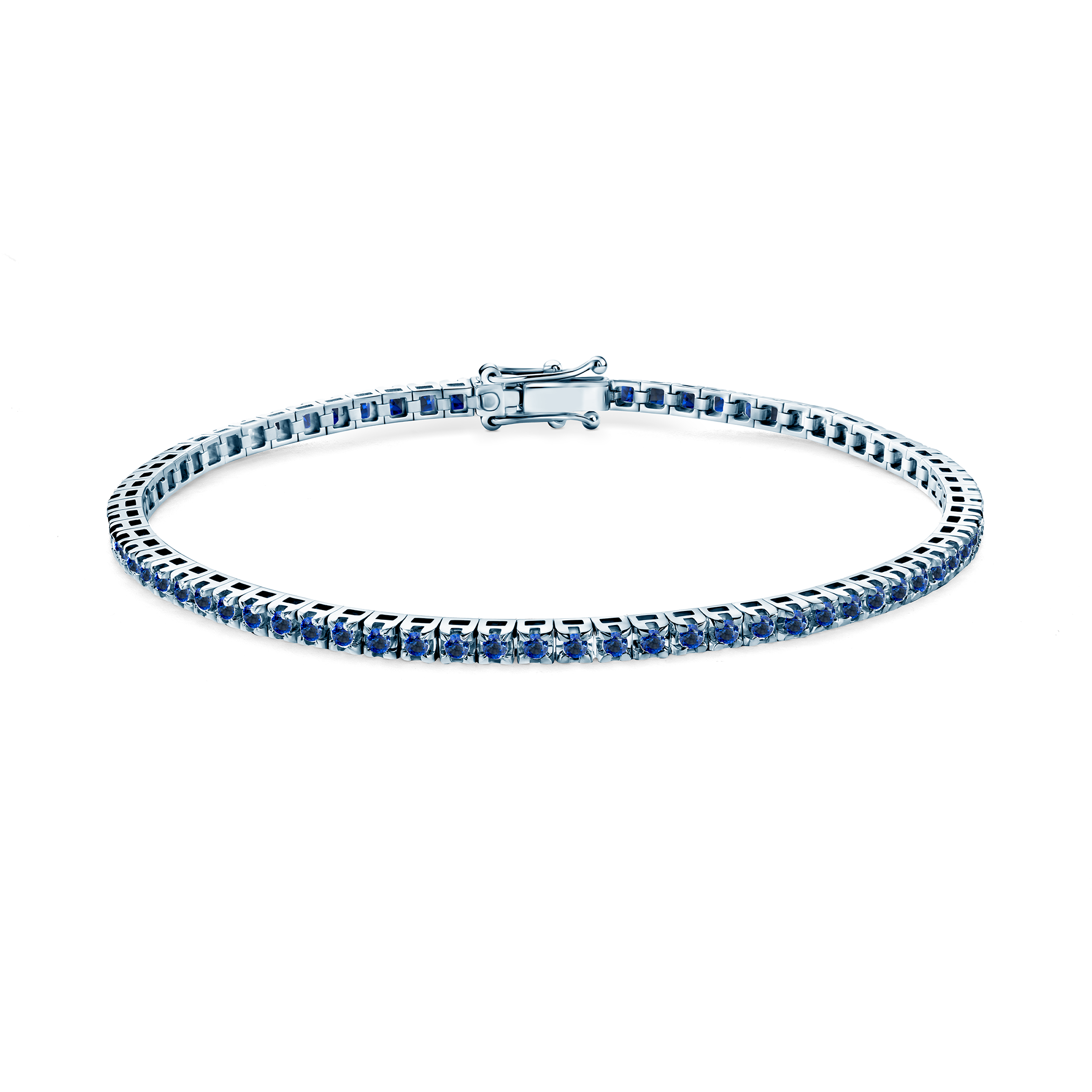 Luminy tennis bracelet 2.3 mm: white gold, blue sapphires
