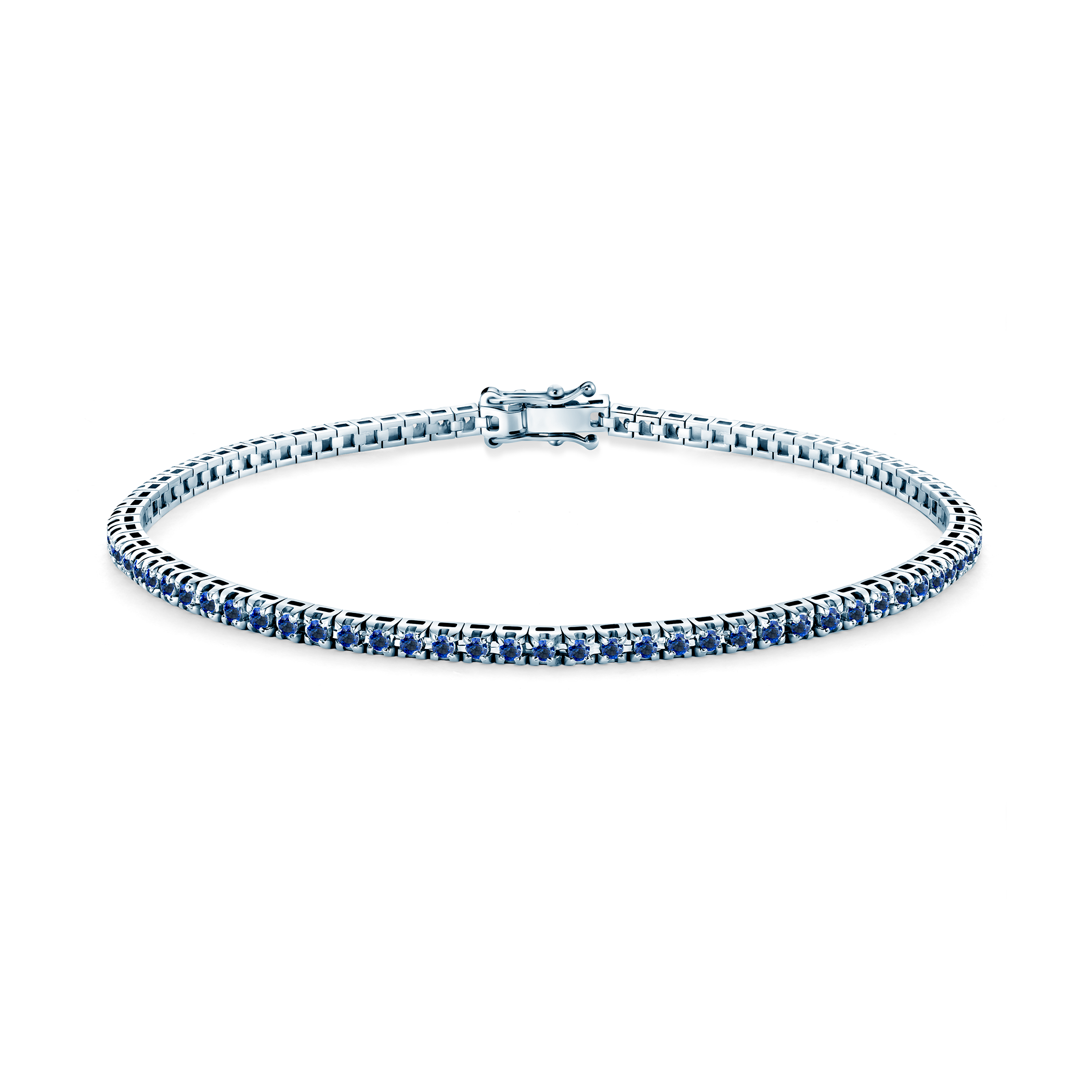 Luminy tennis bracelet 2.3 mm: white gold, blue sapphires
