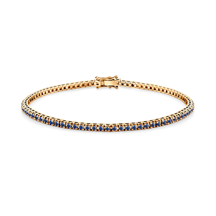 Luminy tennis bracelet 2.3 mm: gold, blue sapphires