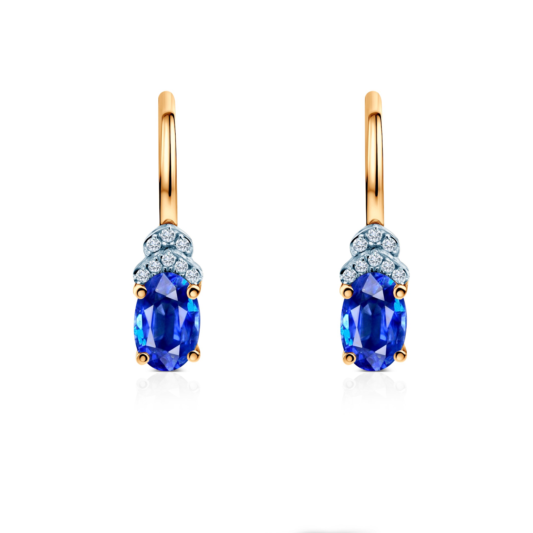 SAVICKI earrings: two-tone gold, blue sapphires, diamonds