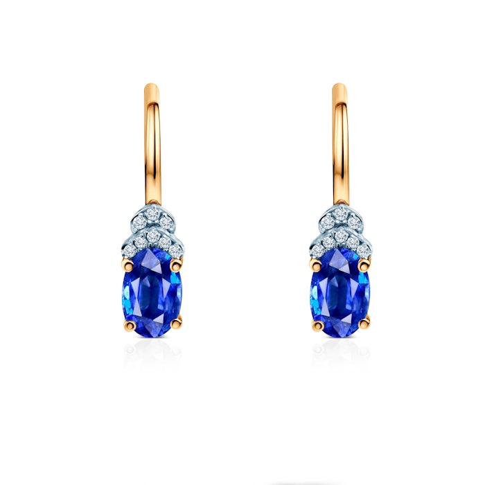 SAVICKI earrings: two-tone gold, blue sapphires, diamonds