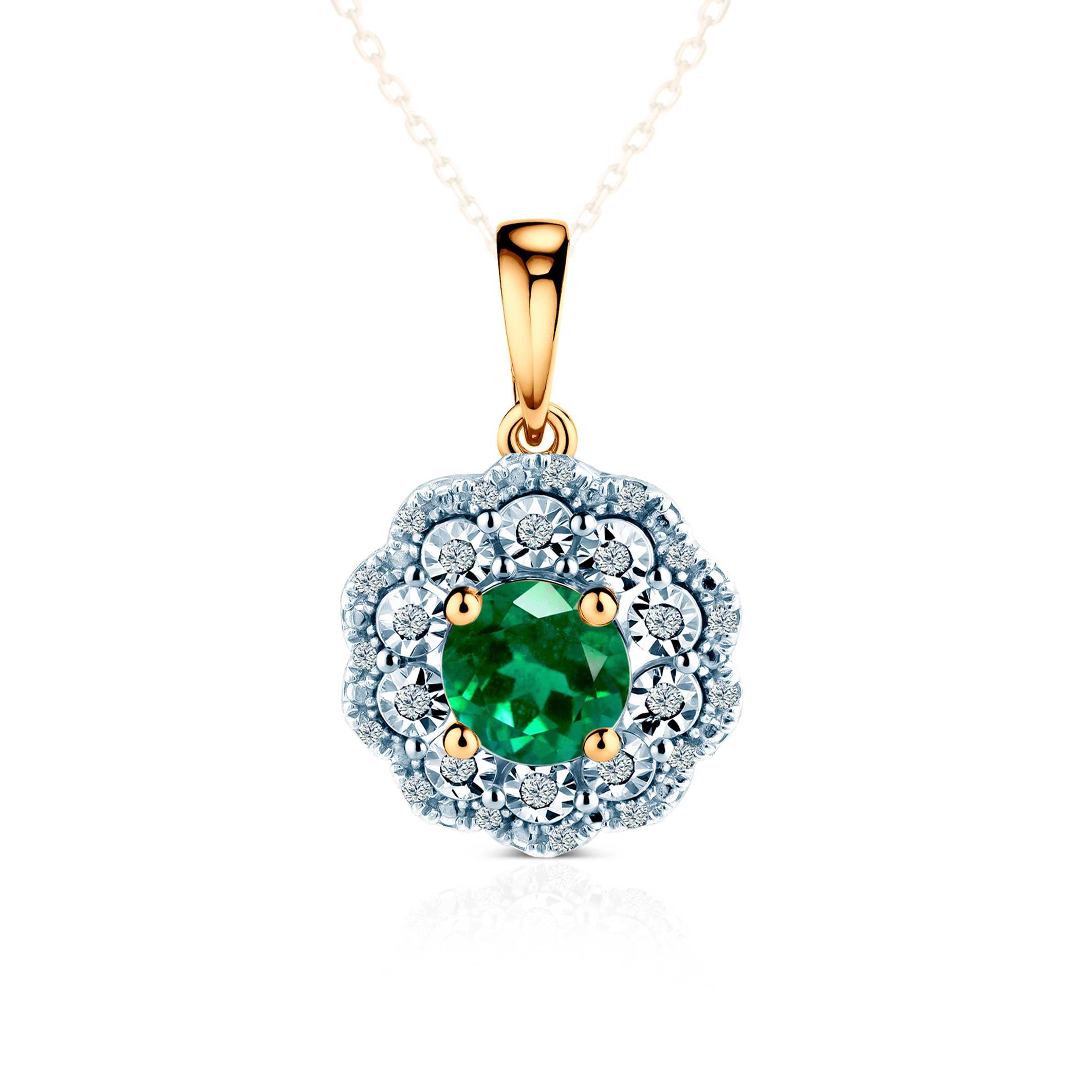 Anhänger Rosavine: zweifarbiges Gold, Smaragd, Diamanten