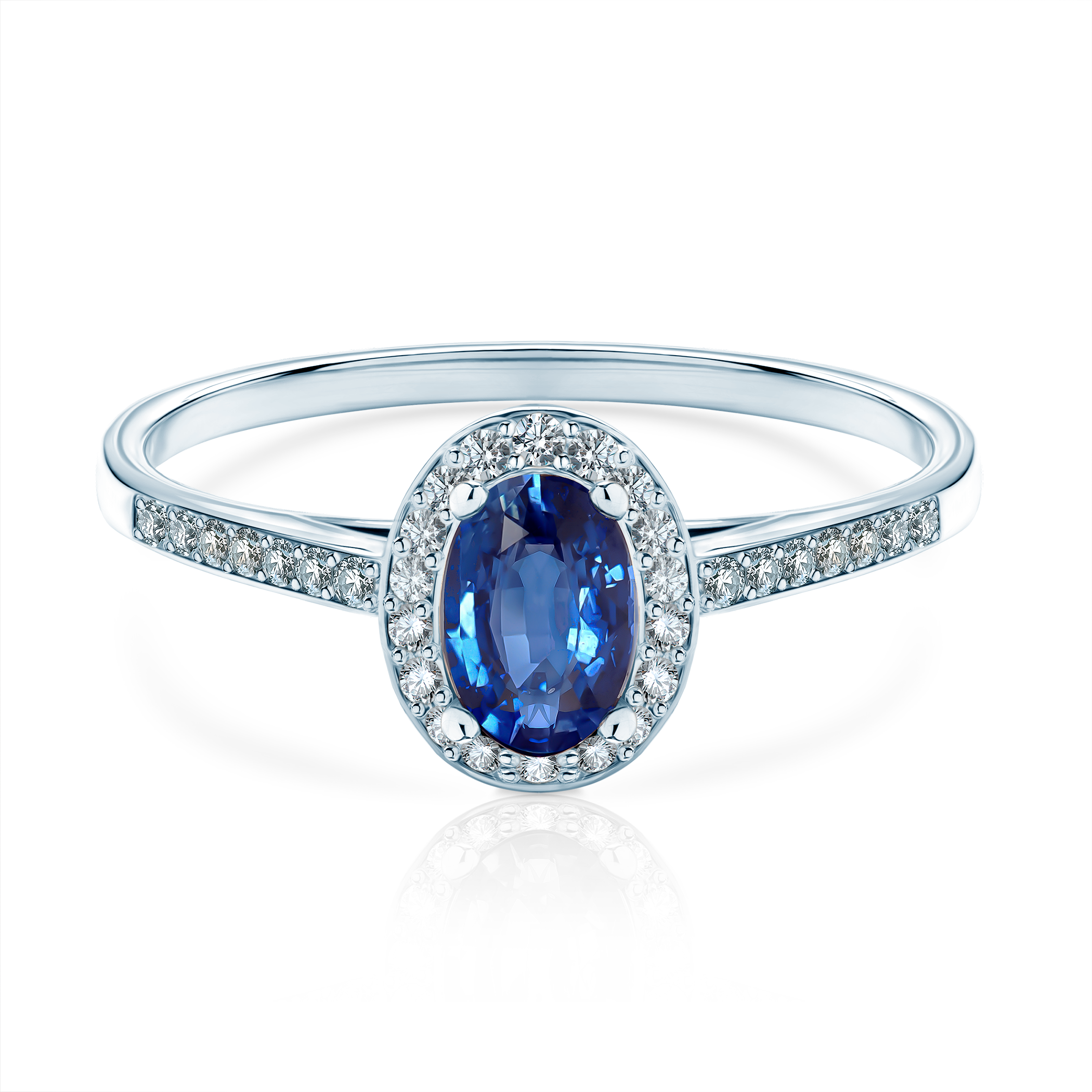 Ring Heart of the Ocean: Weißgold, Blauer Saphir