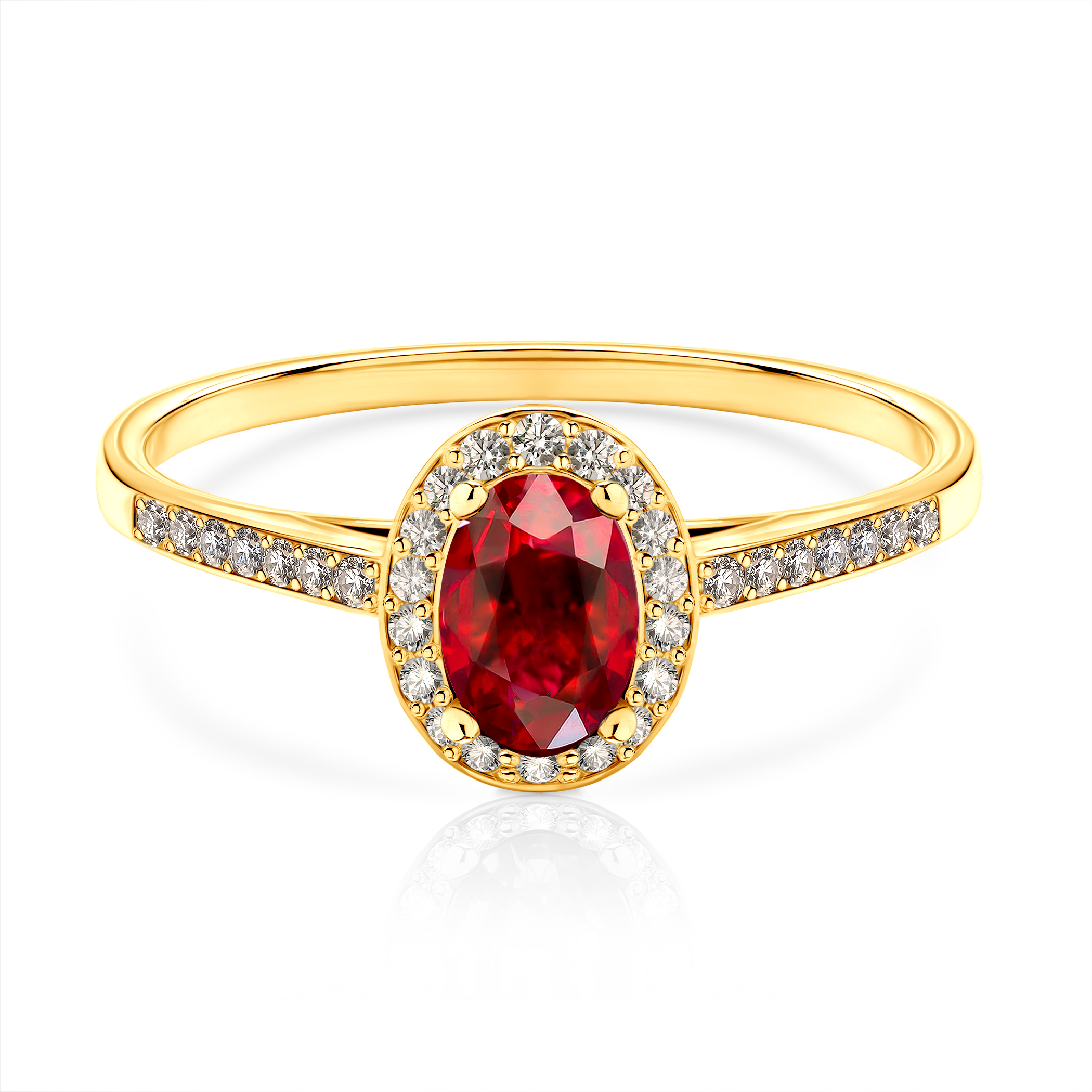 Red Passion Collection | Halo Ring: gold, ruby