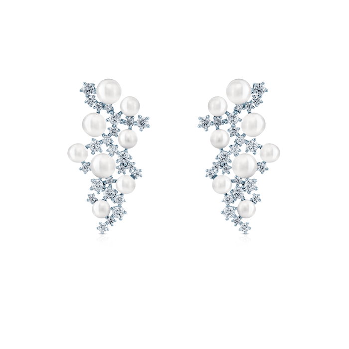 Eterniàle earrings, silver, cubic zirconia, pearls