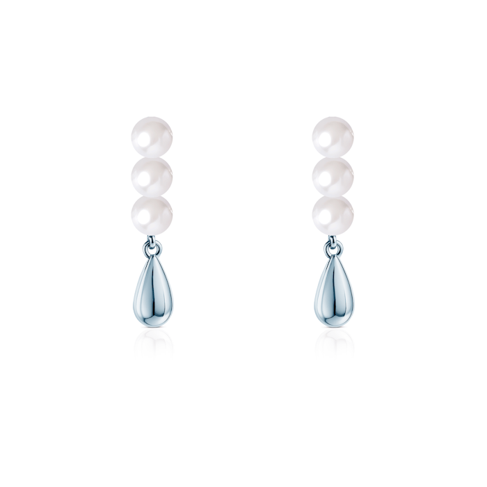 Eterniàle earrings, silver, pearls