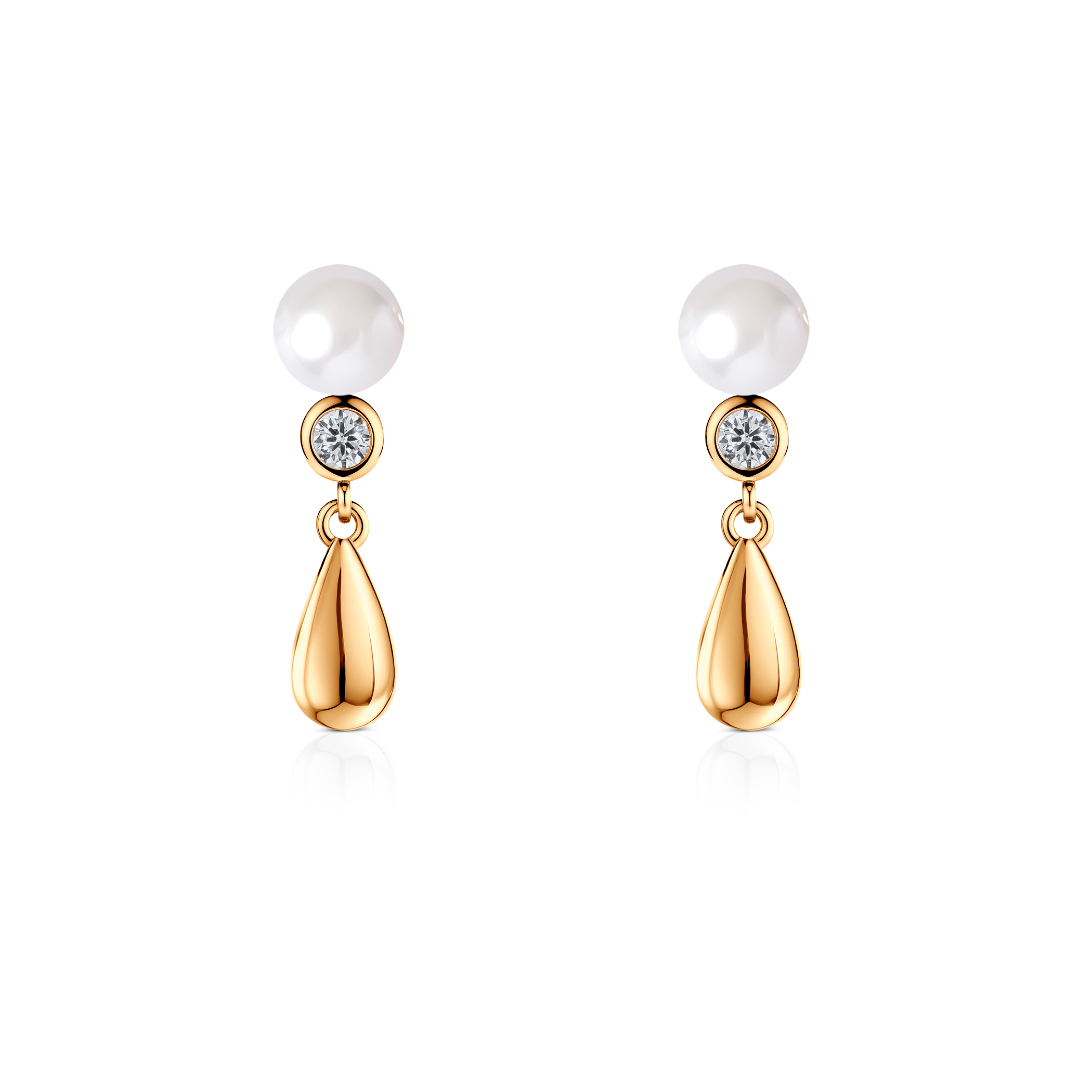 Eterniàle earrings, silver, cubic zirconia, pearls