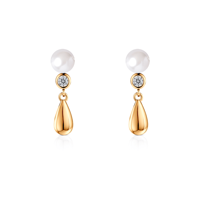 Eterniàle earrings, silver, cubic zirconia, pearls