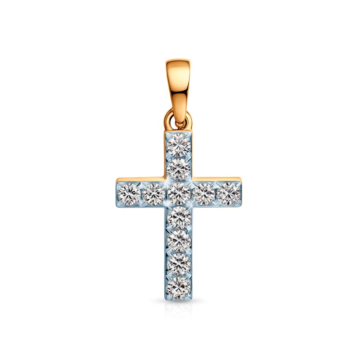 SAVICKI cross pendant: two-tone gold, diamonds