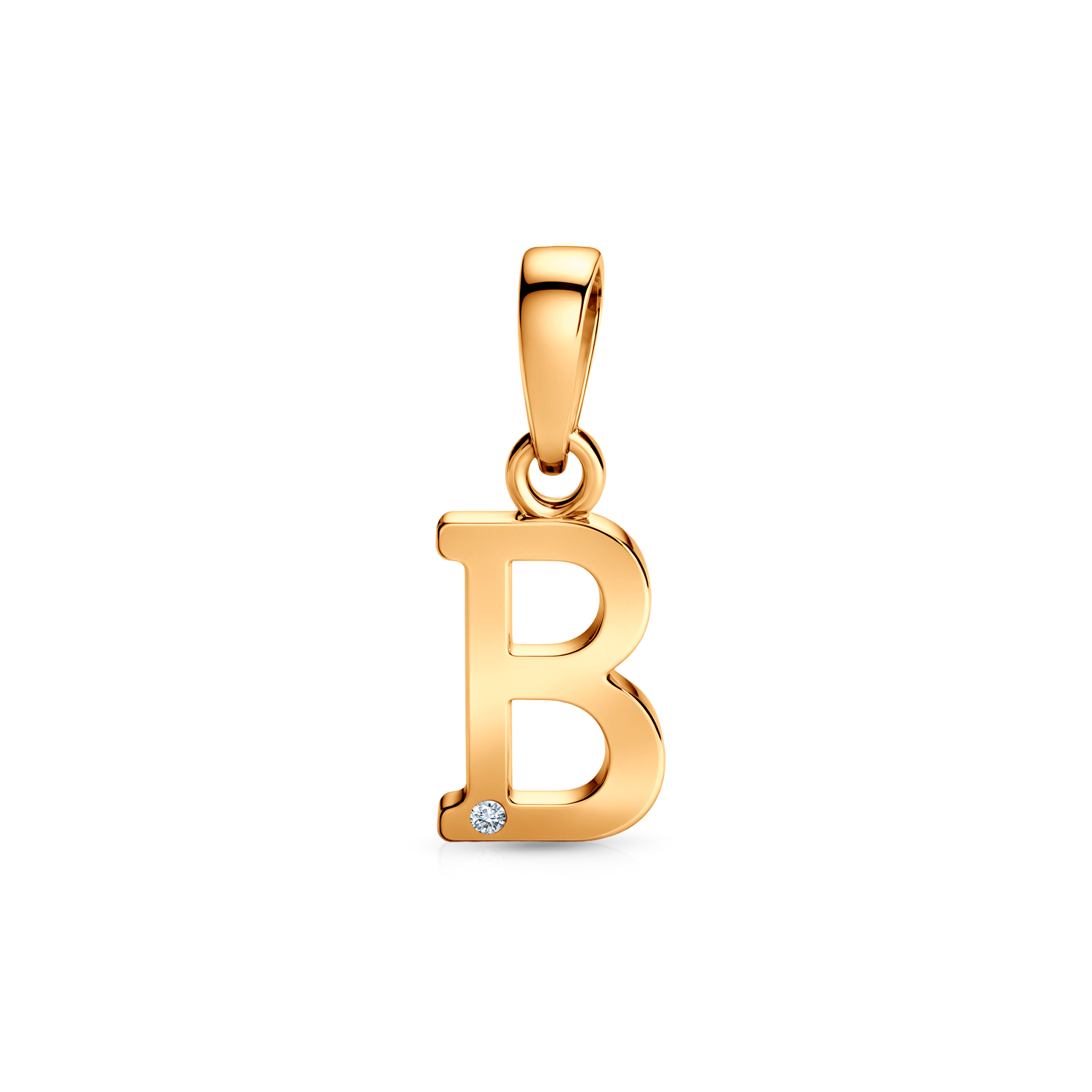 Letter B pendant: gold, diamonds