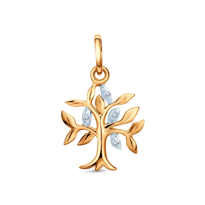 SAVICKI tree pendant: two-tone gold, diamonds
