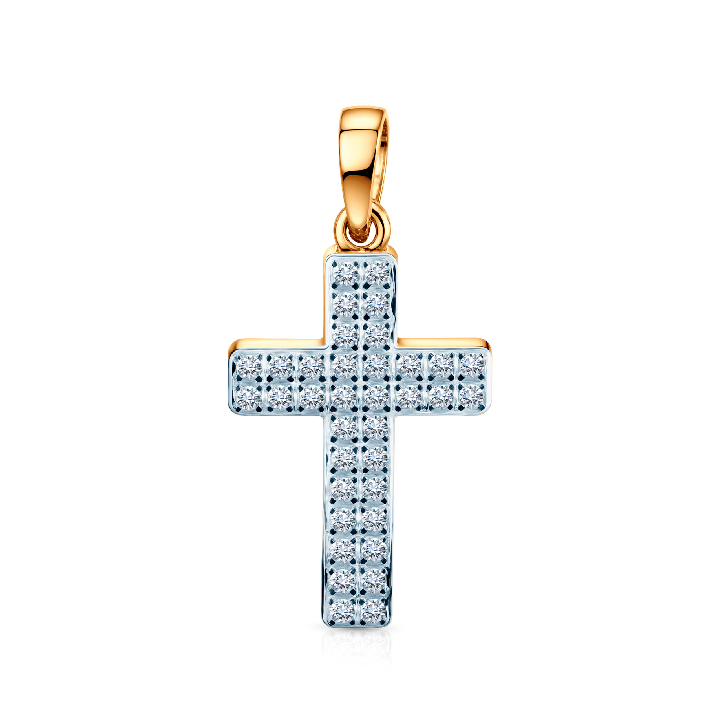 SAVICKI cross pendant: two-tone gold, diamonds