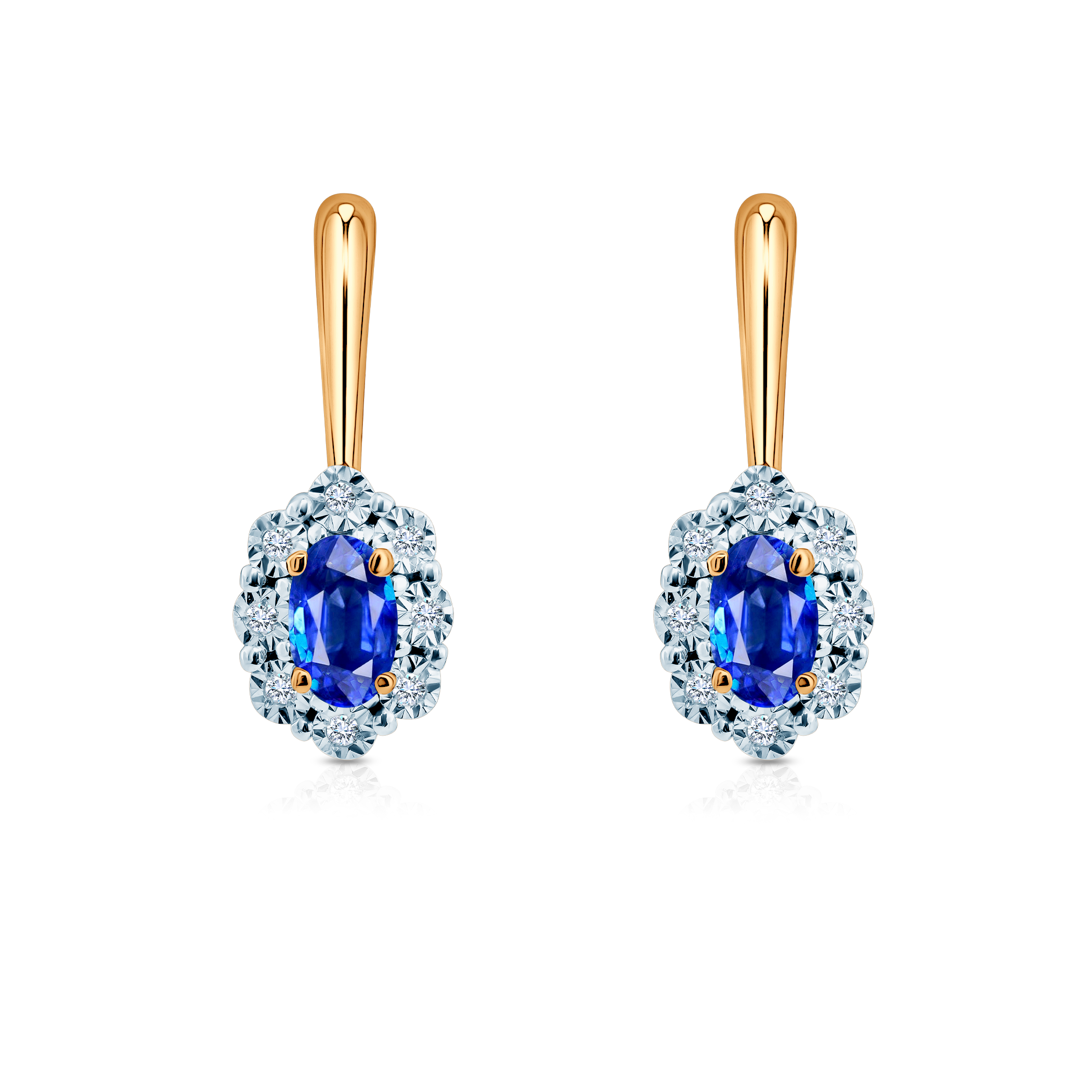 SAVICKI earrings: two-tone gold, blue sapphires, diamonds