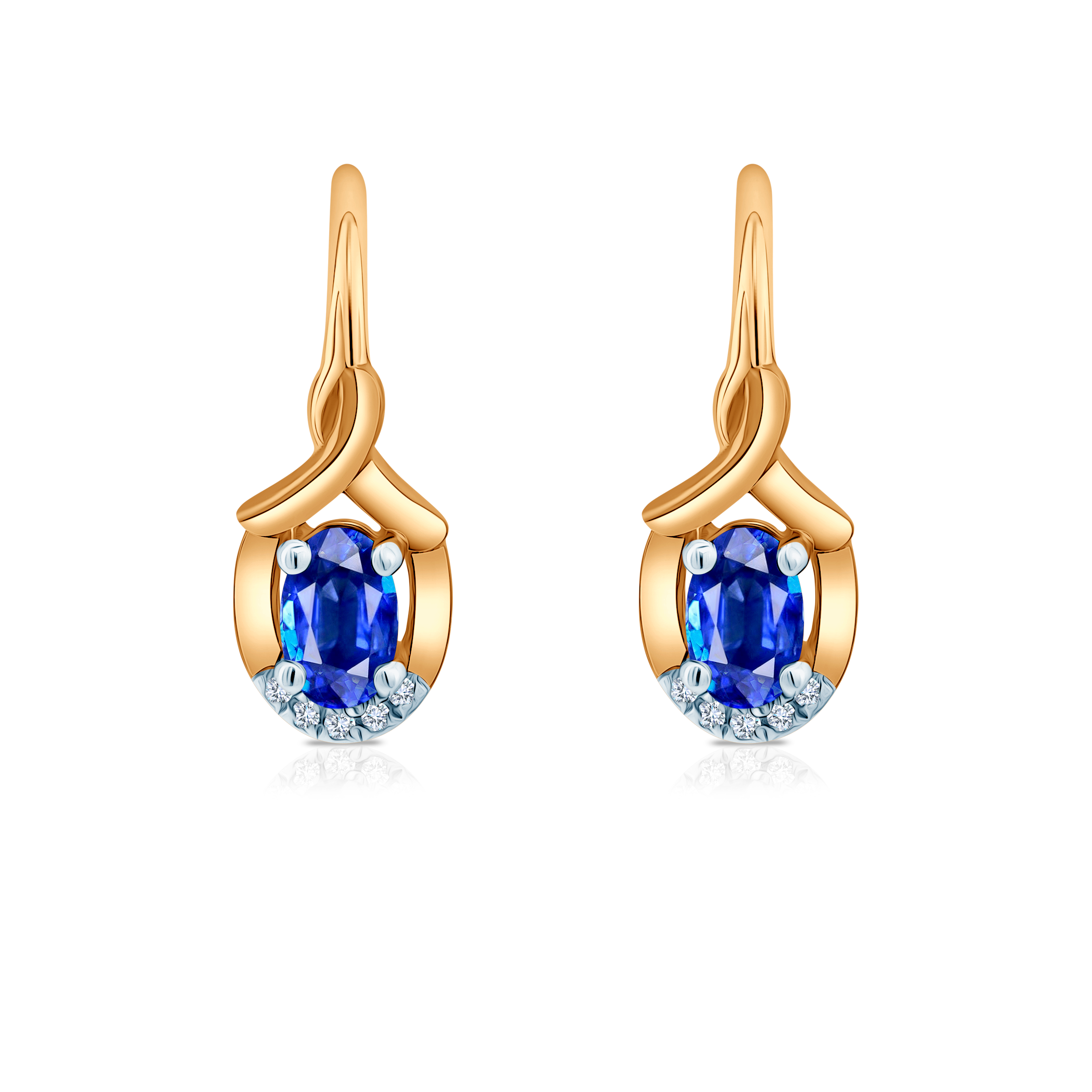 SAVICKI earrings: two-tone gold, blue sapphires, diamonds
