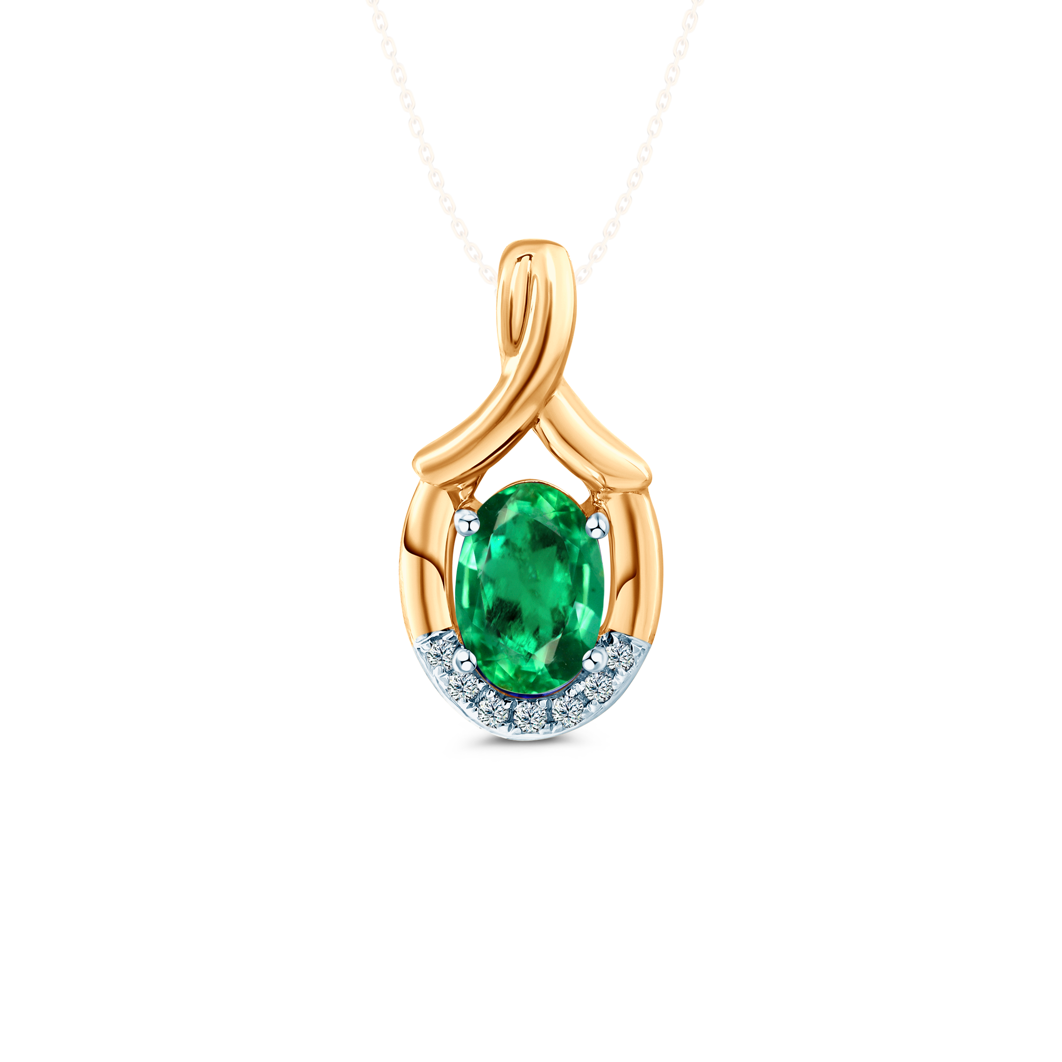 SAVICKI pendant: two-tone gold, emerald, diamonds