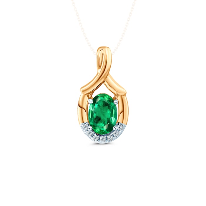 SAVICKI pendant: two-tone gold, emerald, diamonds