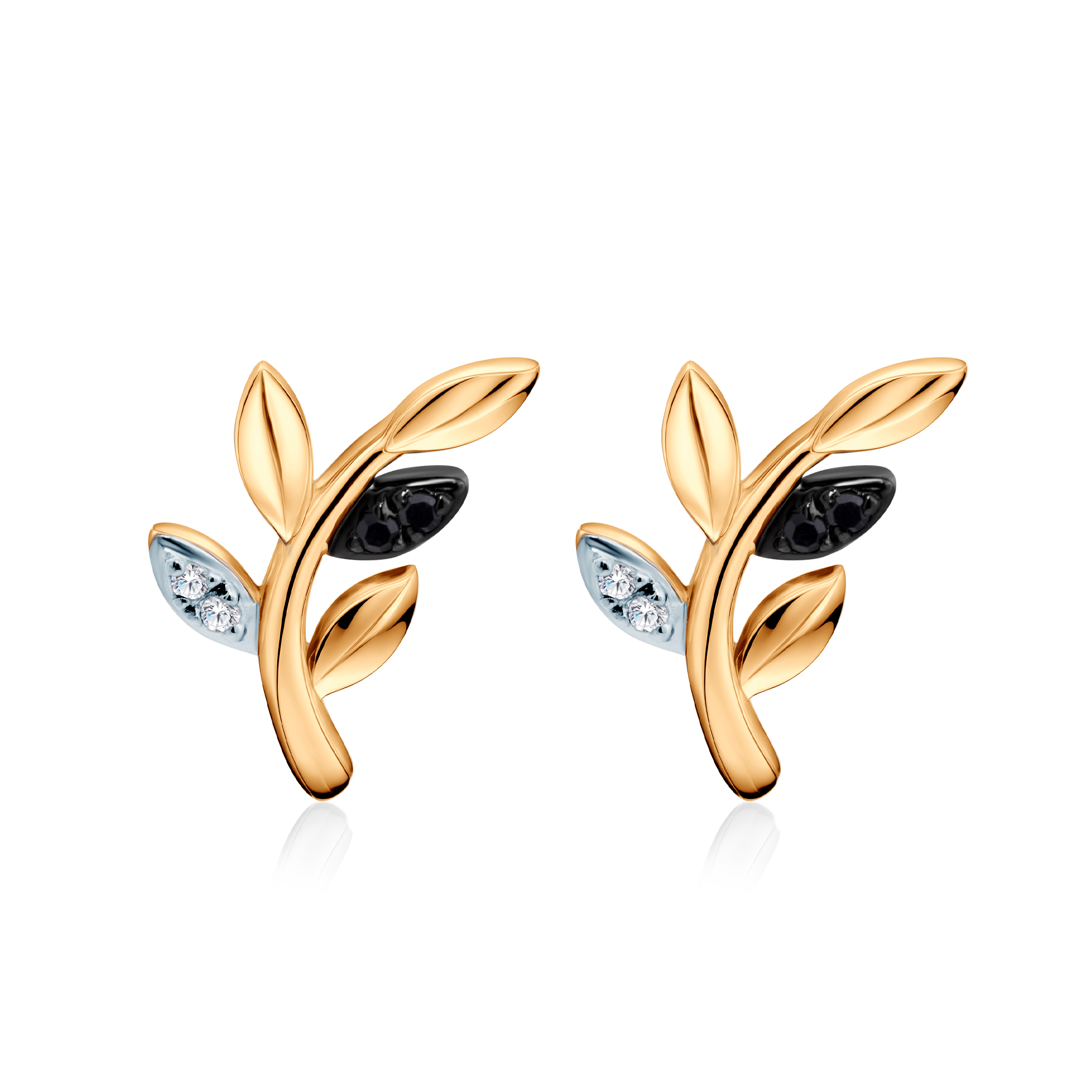SAVICKI earrings: two-tone gold, black diamonds, diamonds