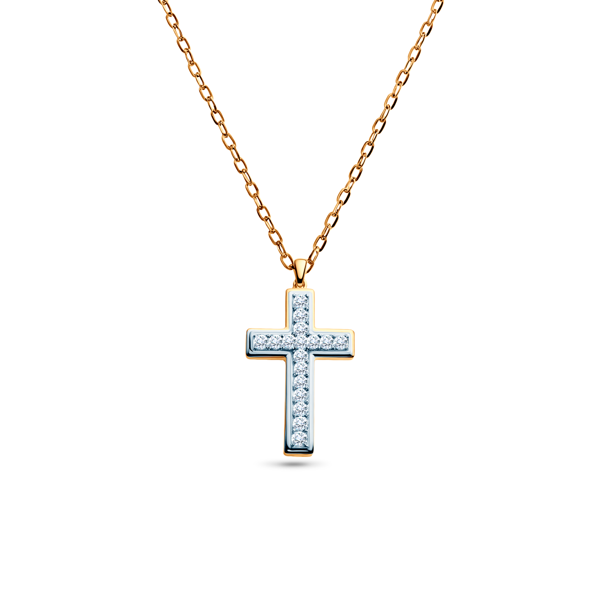 SAVICKI cross necklace: two-tone gold, diamonds